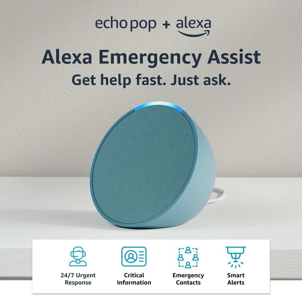 Amazon Echo Pop | Full sound compact smart speaker with Alexa | Charcoal