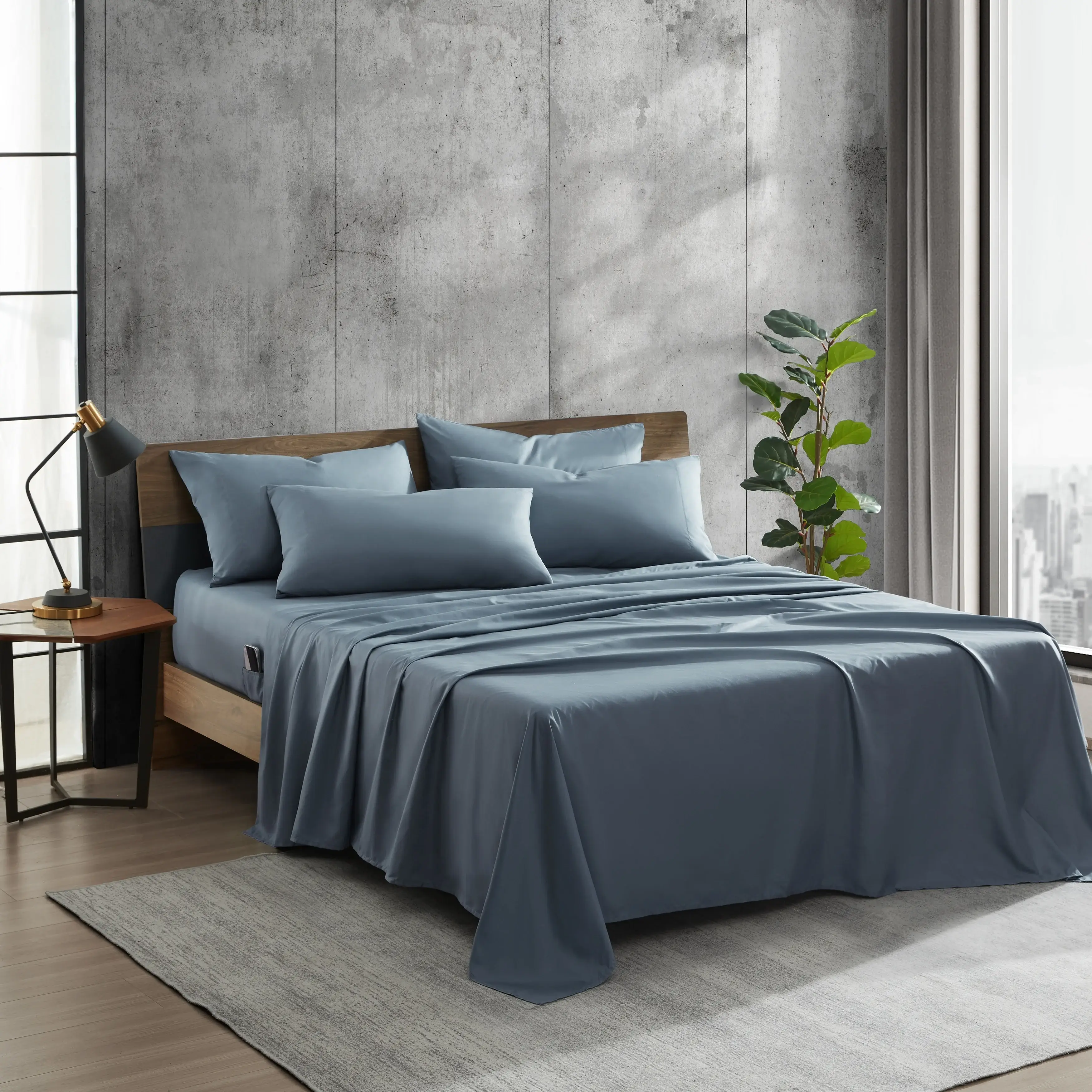 Kenneth Cole Solution Recyled Polyester Solid Bonus Sheet Set