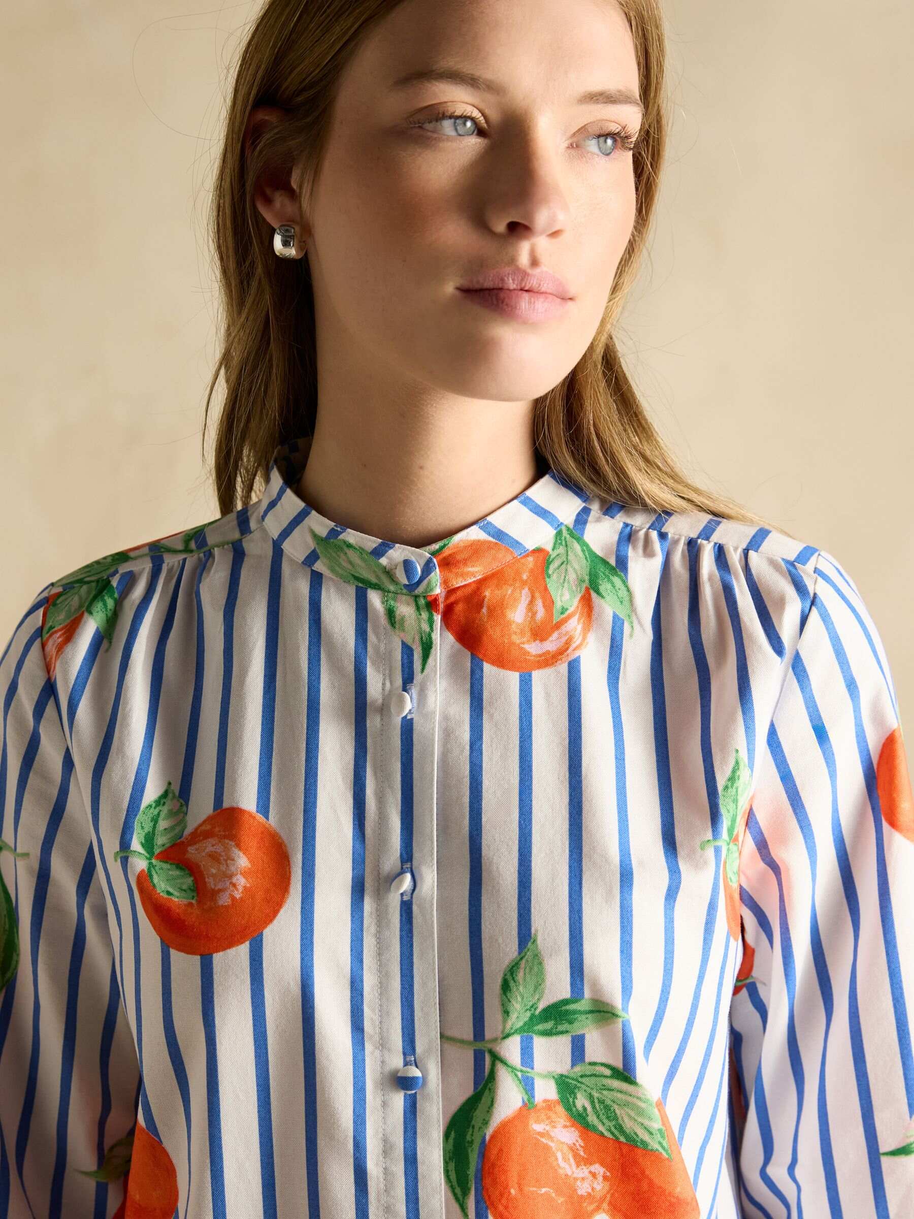 Phoebe Orange Print Cotton Shirt Dress