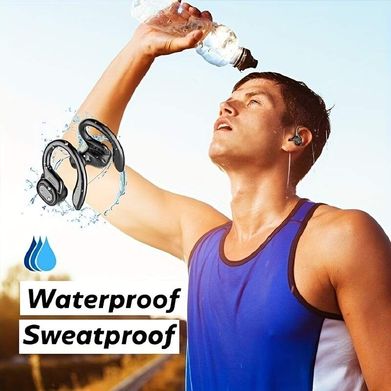 True Wireless Earbuds, TWS Earphones With Mic, Sport Earhook Headset, Stereo In Ear Headphones With LED Display Charing Case