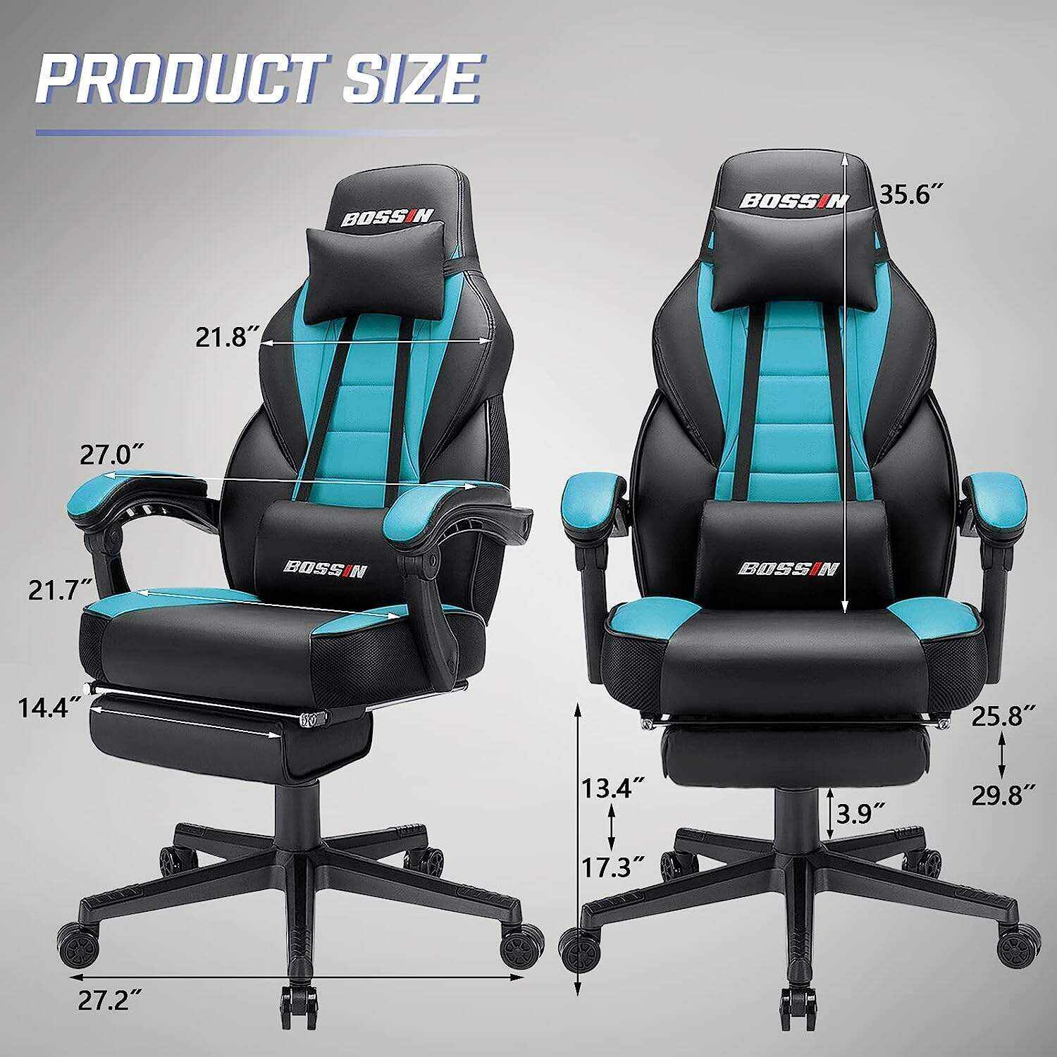 LEMBERI Video Game Chairs with footrest,Gamer Chair for Adults,Big and Tall Gaming Chair 400lb Capacity,Gaming Chairs for Teens,Racing Style Gaming Computer Chair with Headrest and Lumbar Support