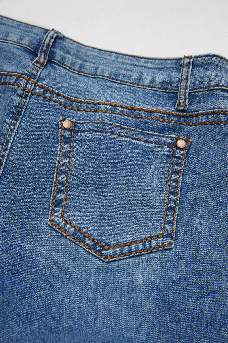 Wash Contrast Stitch Low Waist Bootcut Jeans