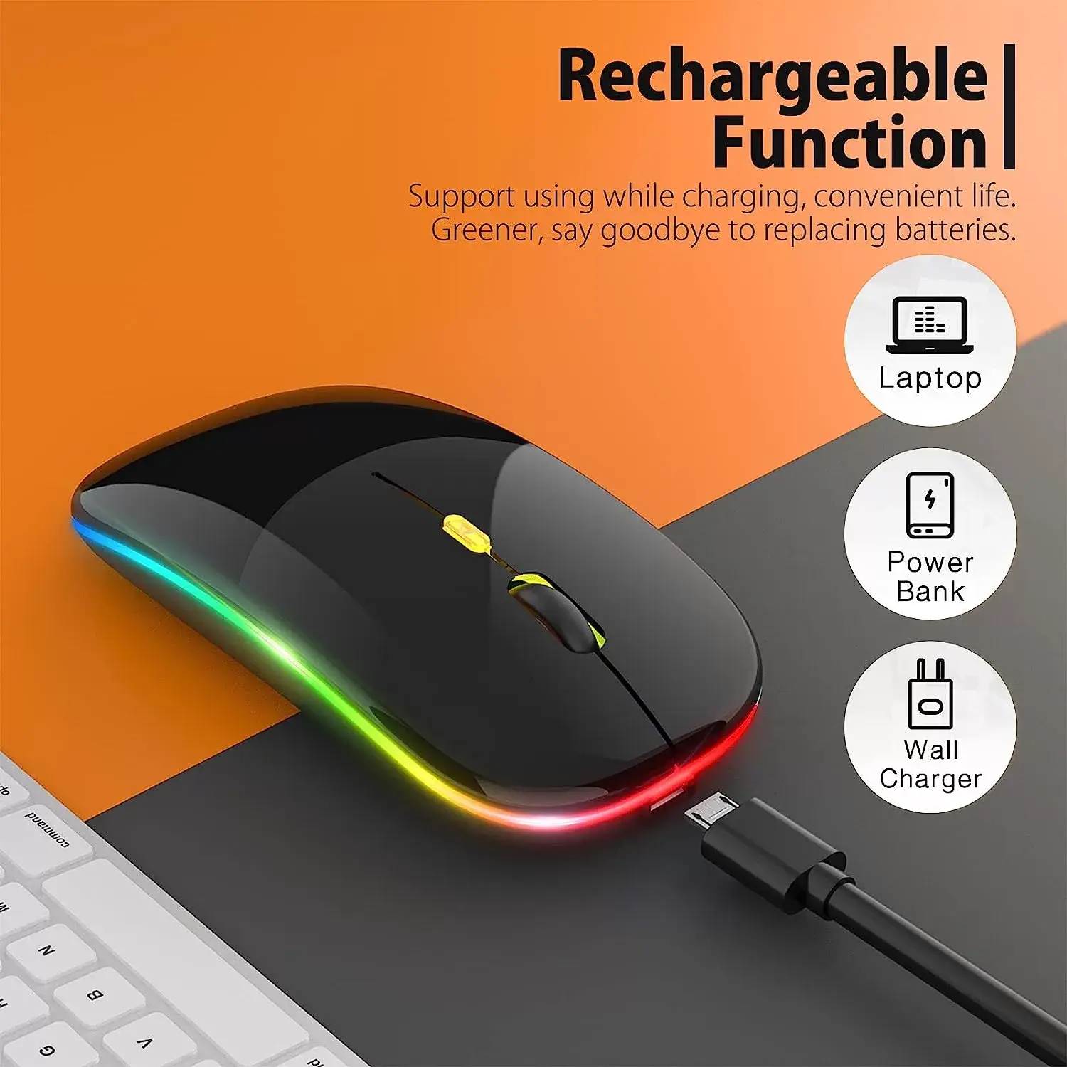 [Upgrade] LED Wireless Mouse, Slim Silent Mouse 2.4G Portable Mobile Optical Office Mouse with USB & Type-c Receiver, 3 Adjustable DPI Levels for Notebook, PC, Laptop, Computer, MacBook (Pink)