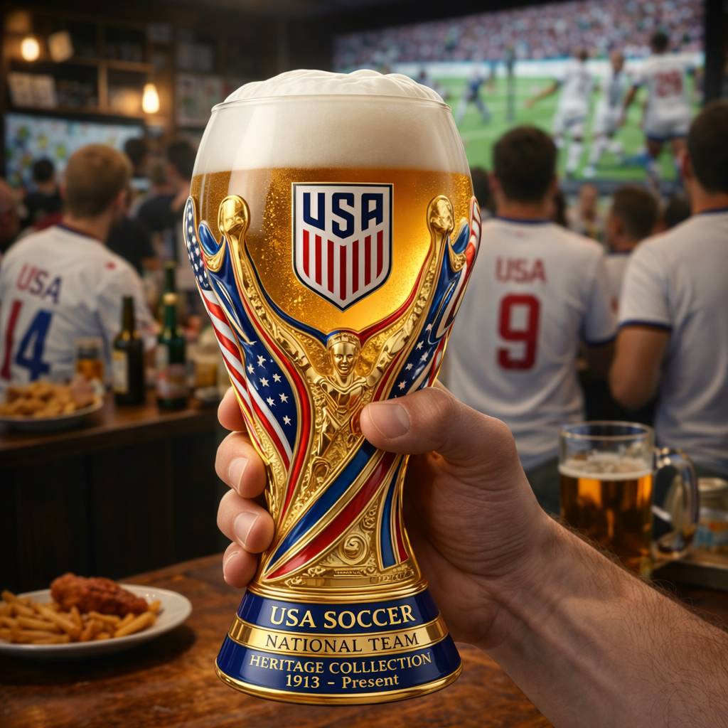 The World Cup trophy-shaped glass cup for the US national team