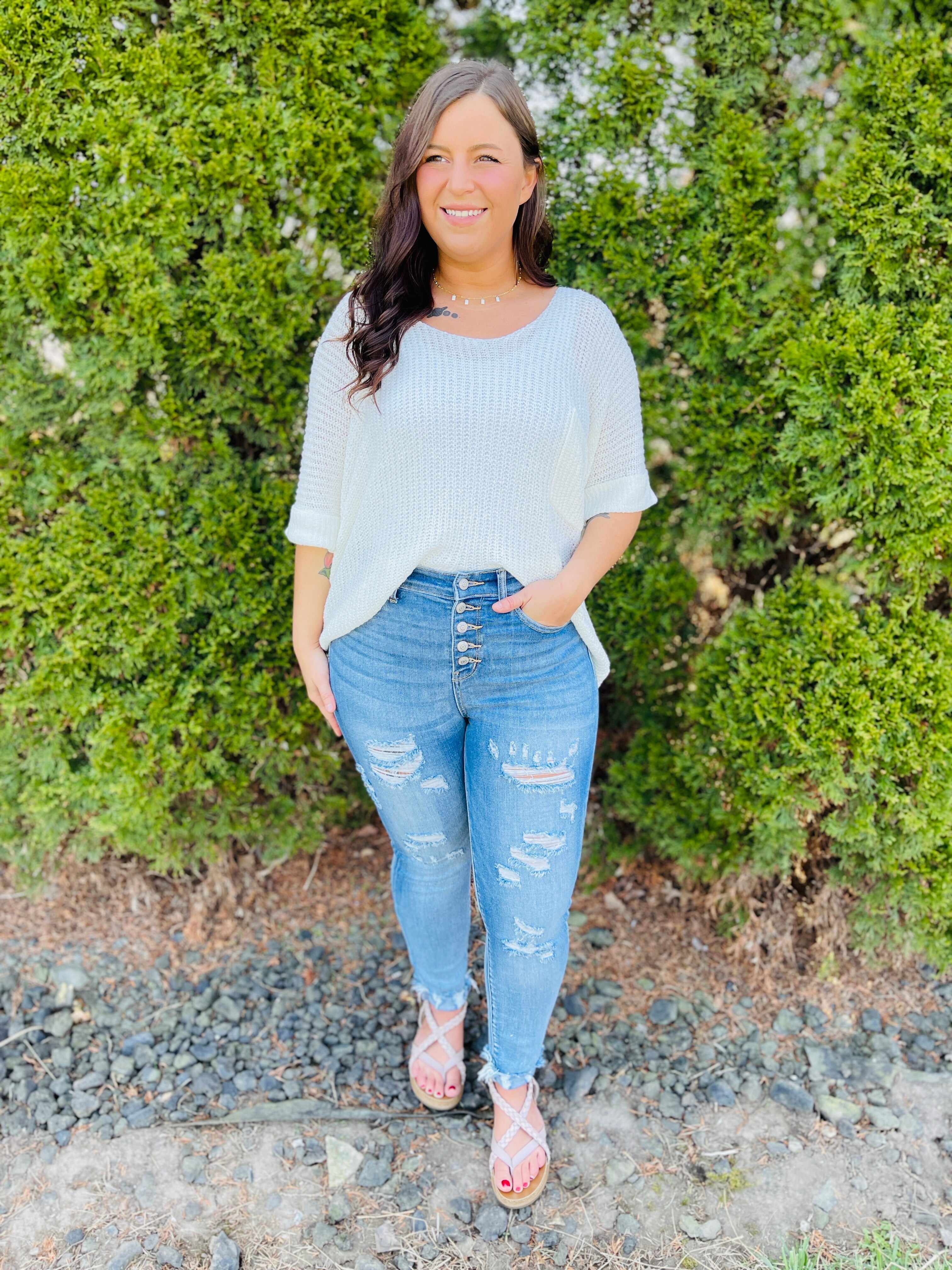 RESTOCK! PLUS/REG Cute As A Button Fly Skinny Jeans