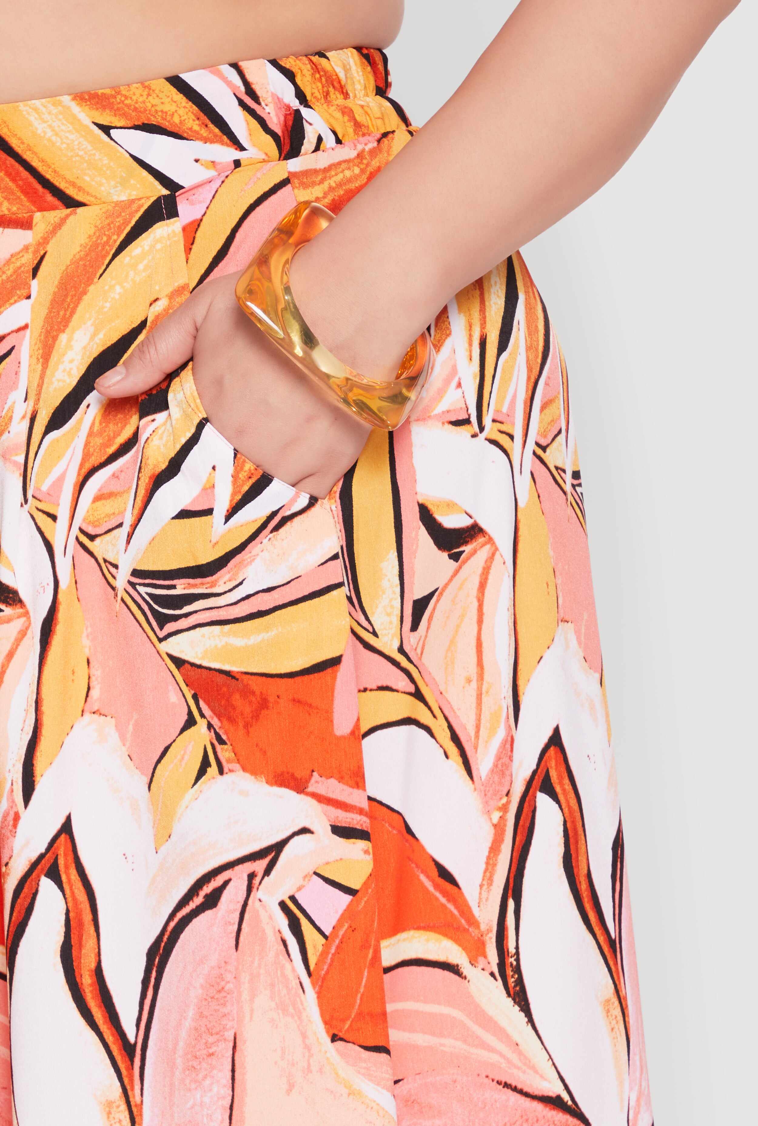 Plus Size Printed Pattern Maxi Skirt
