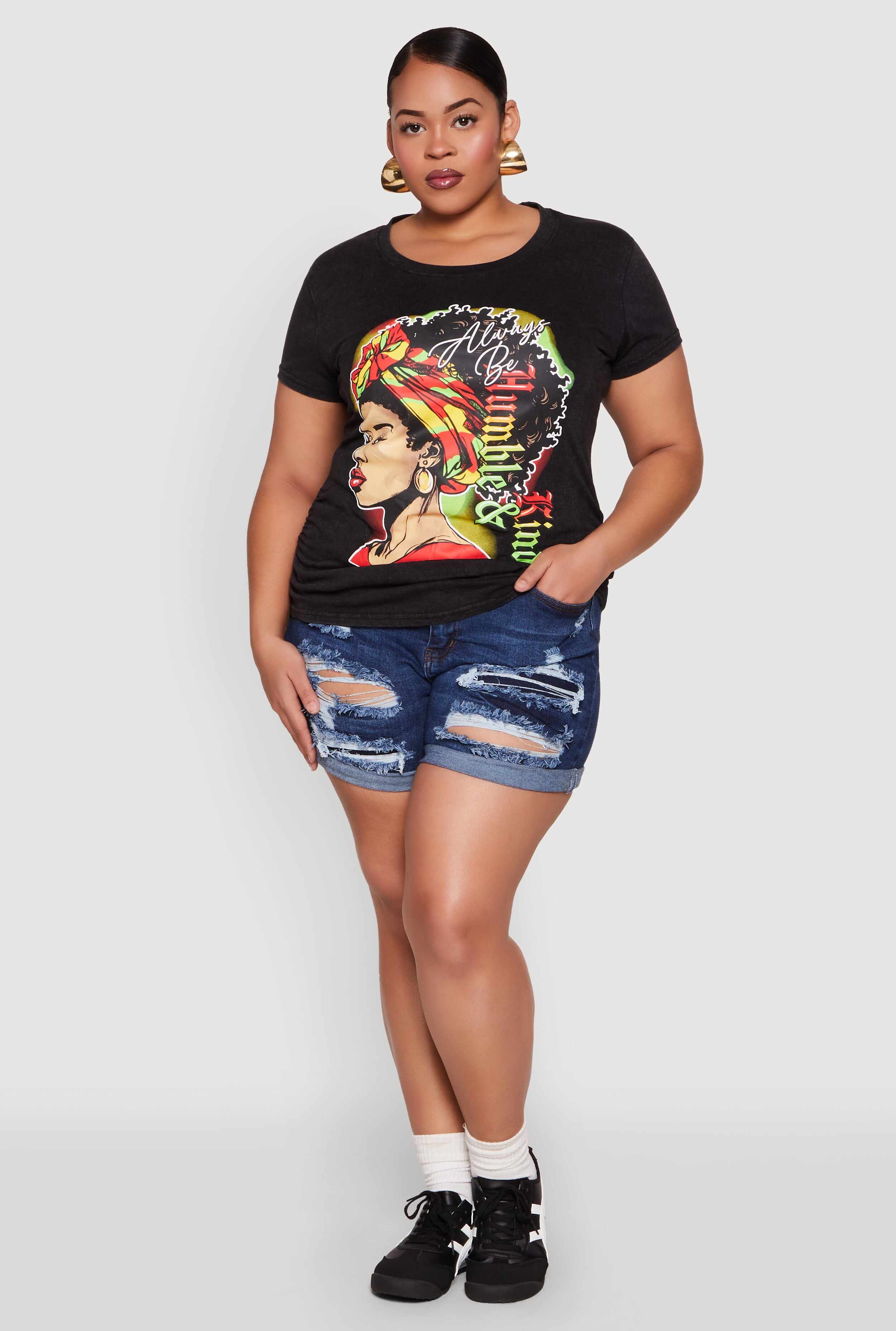 Plus Size Always Be Ruched Graphic Tee
