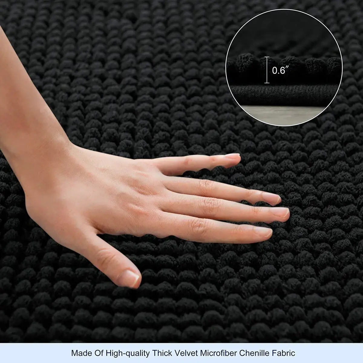 Subrtex Luxury Chenille Bath Rugs Soft Bathroom Mats