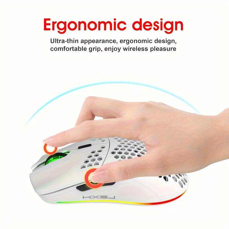 RGB Wireless Gaming Mouse,Ultra-Lightweight Honeycomb Shell Mice With 2.4G Wireless Rechargeable,RGB Spectrum Backlit,7 Buttons,3200DPI,Ergonomic Long Battery Life For PC,PS4 Gamers