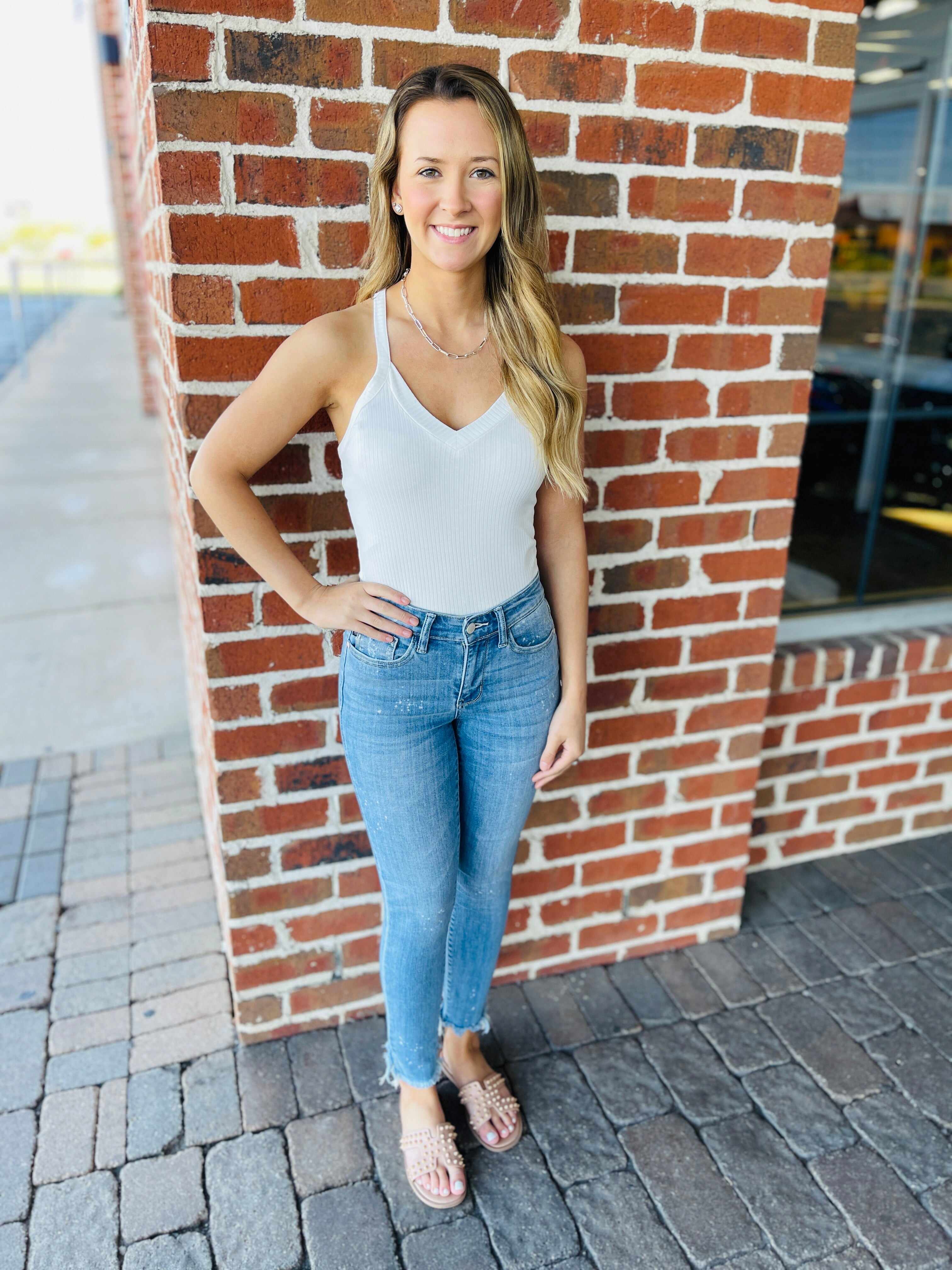 PLUS/REG Bad And Bleachy Bleached Shark Bite Hem Skinnies