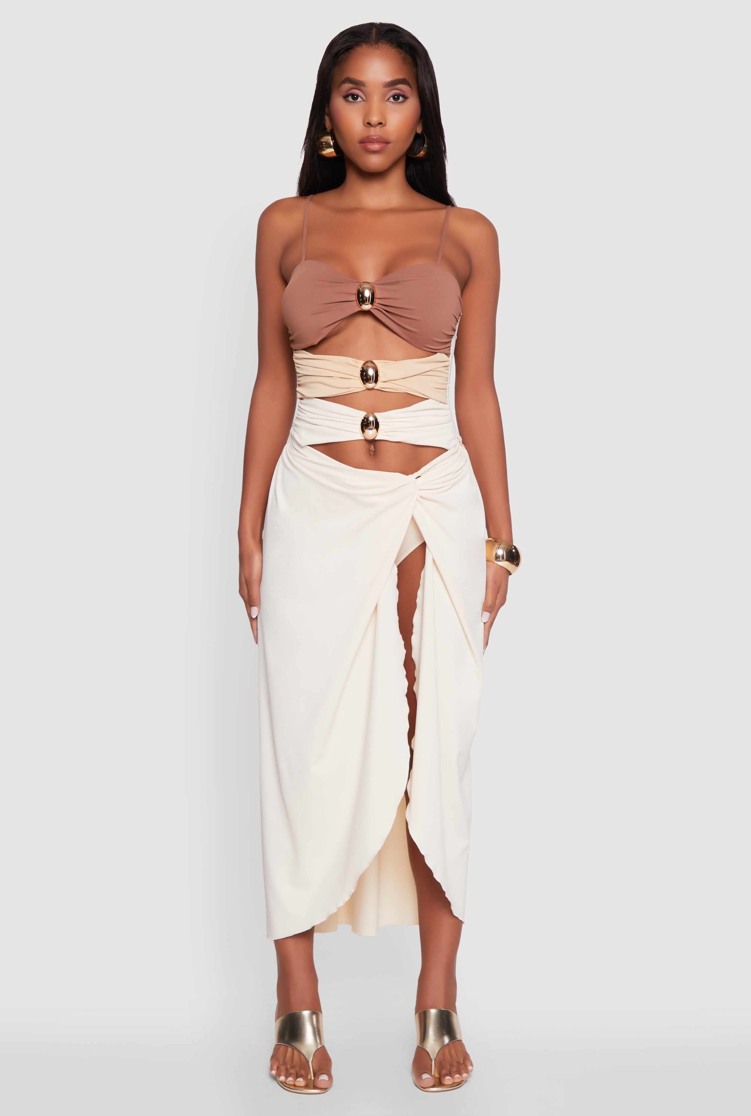Twist Front Tulip Swim Skirt
