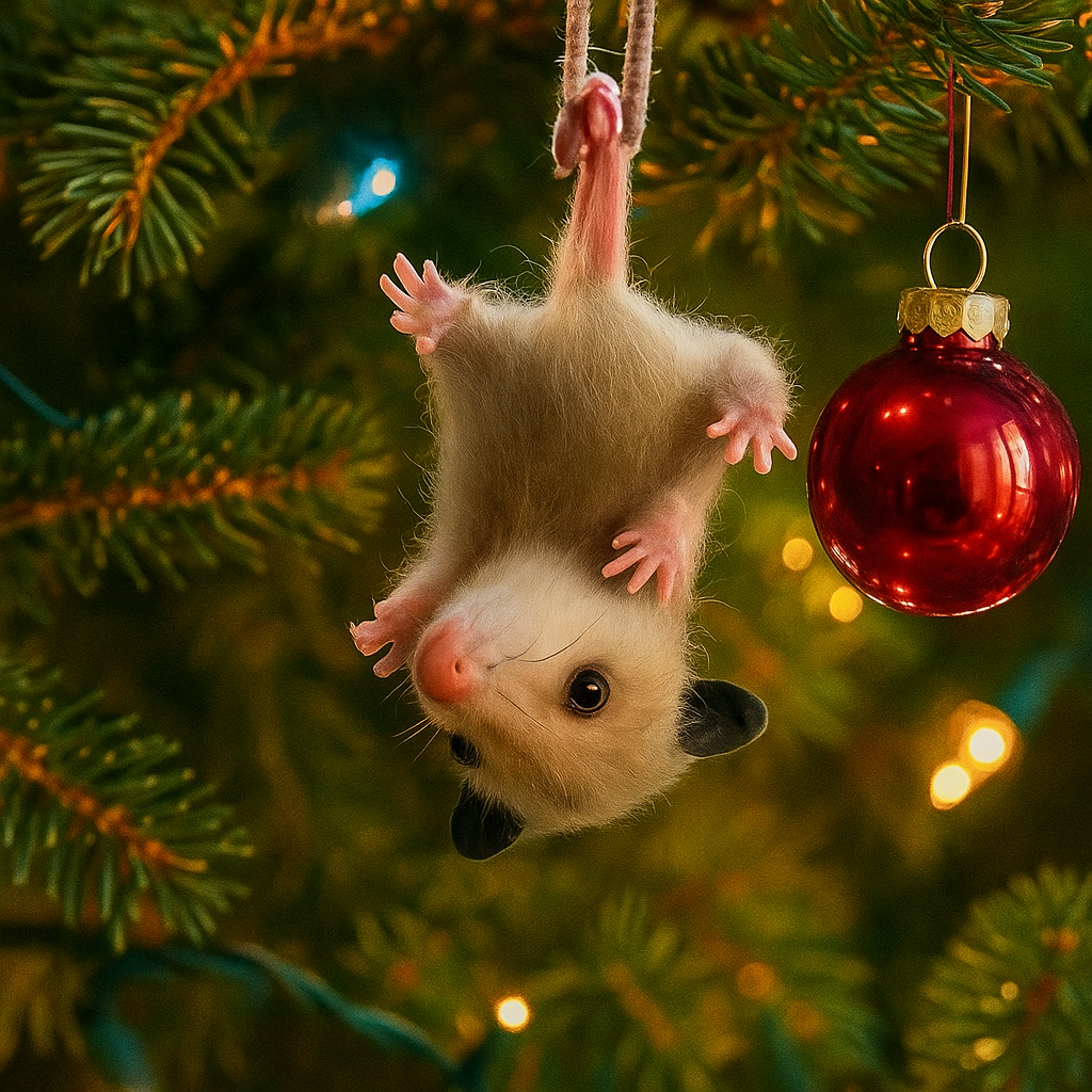 Adorable Hanging Possum Christmas Ornament