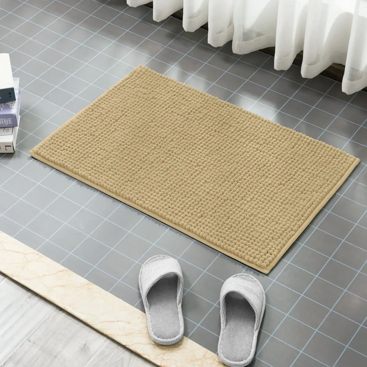 Subrtex Luxury Chenille Bath Rugs Soft Bathroom Mats