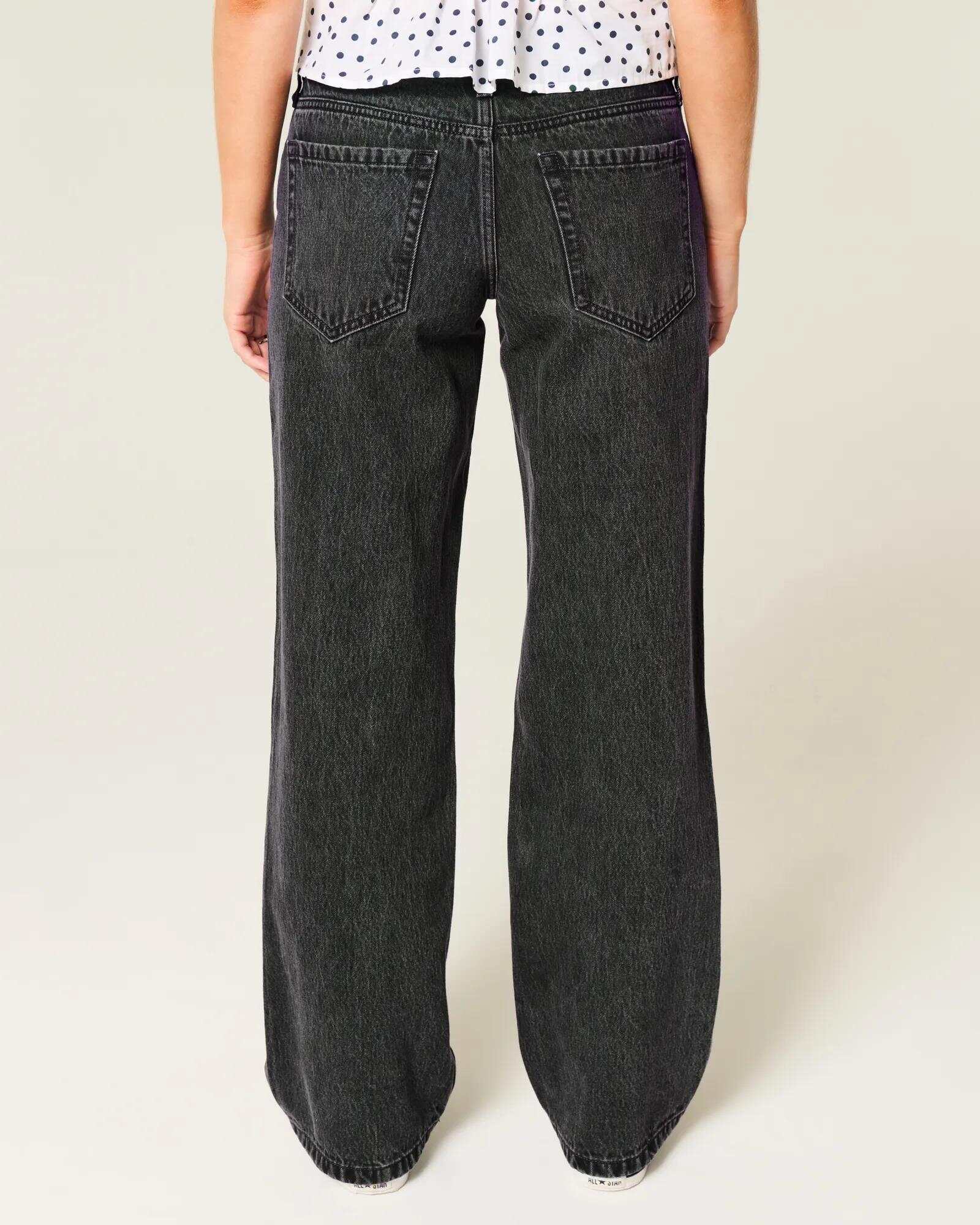 Low-Rise Dark Wash Baggy Jeans