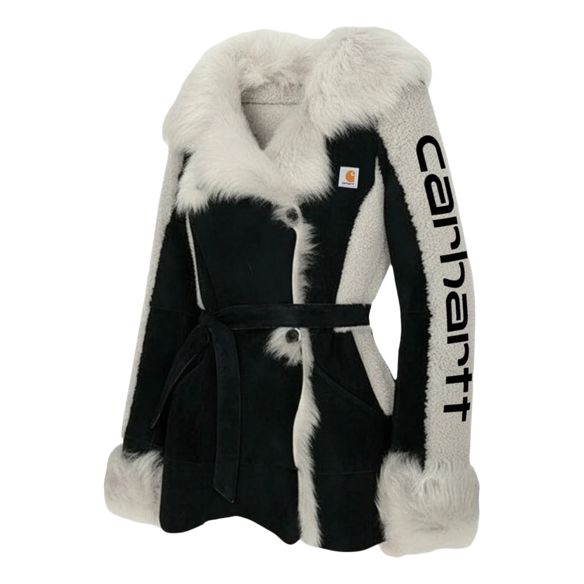 Winter Chic Faux Fur Trimmed Jacket with Scarf Detail