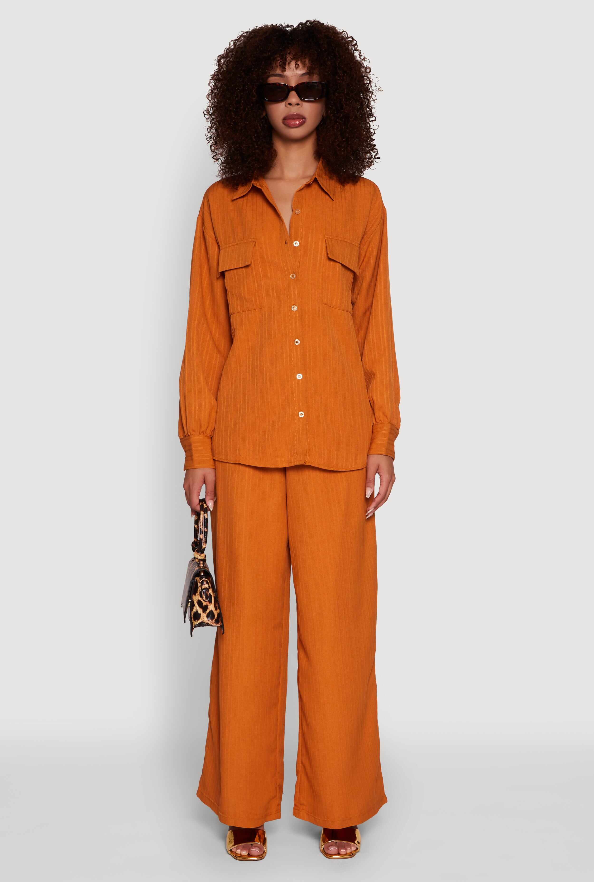 Iris Shadow Stripe Textured Knit Button Front Shirt