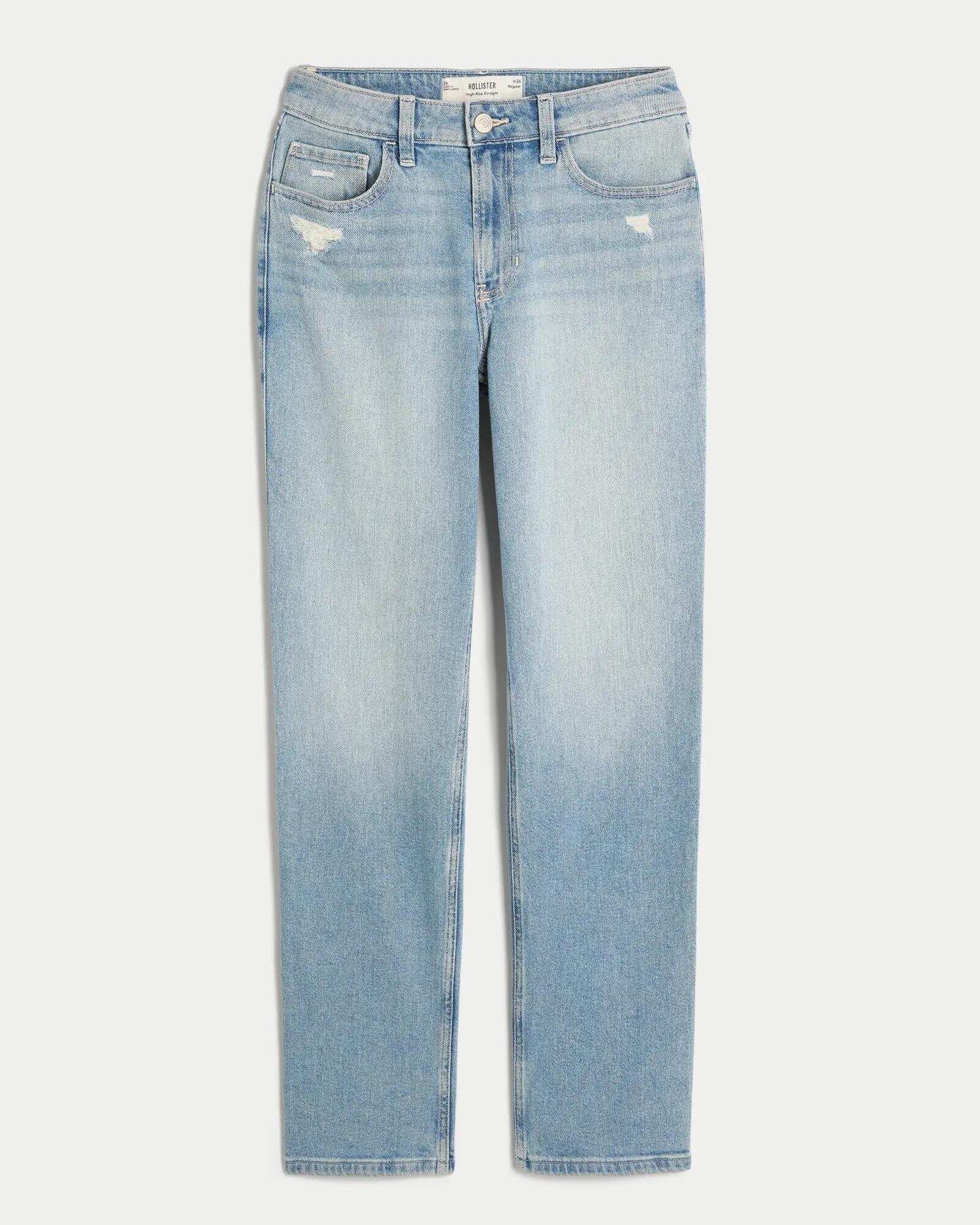 High-Rise Washed Black Straight Jeans