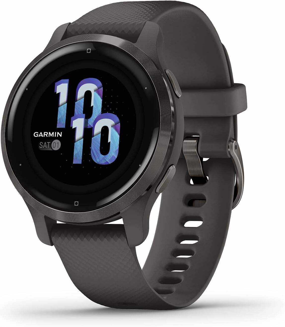 Garmin Venu 2, GPS Smartwatch with Advanced Health Monitoring and Fitness Features, Slate Bezel with Black Case and Silicone Band , 27.9 mm
