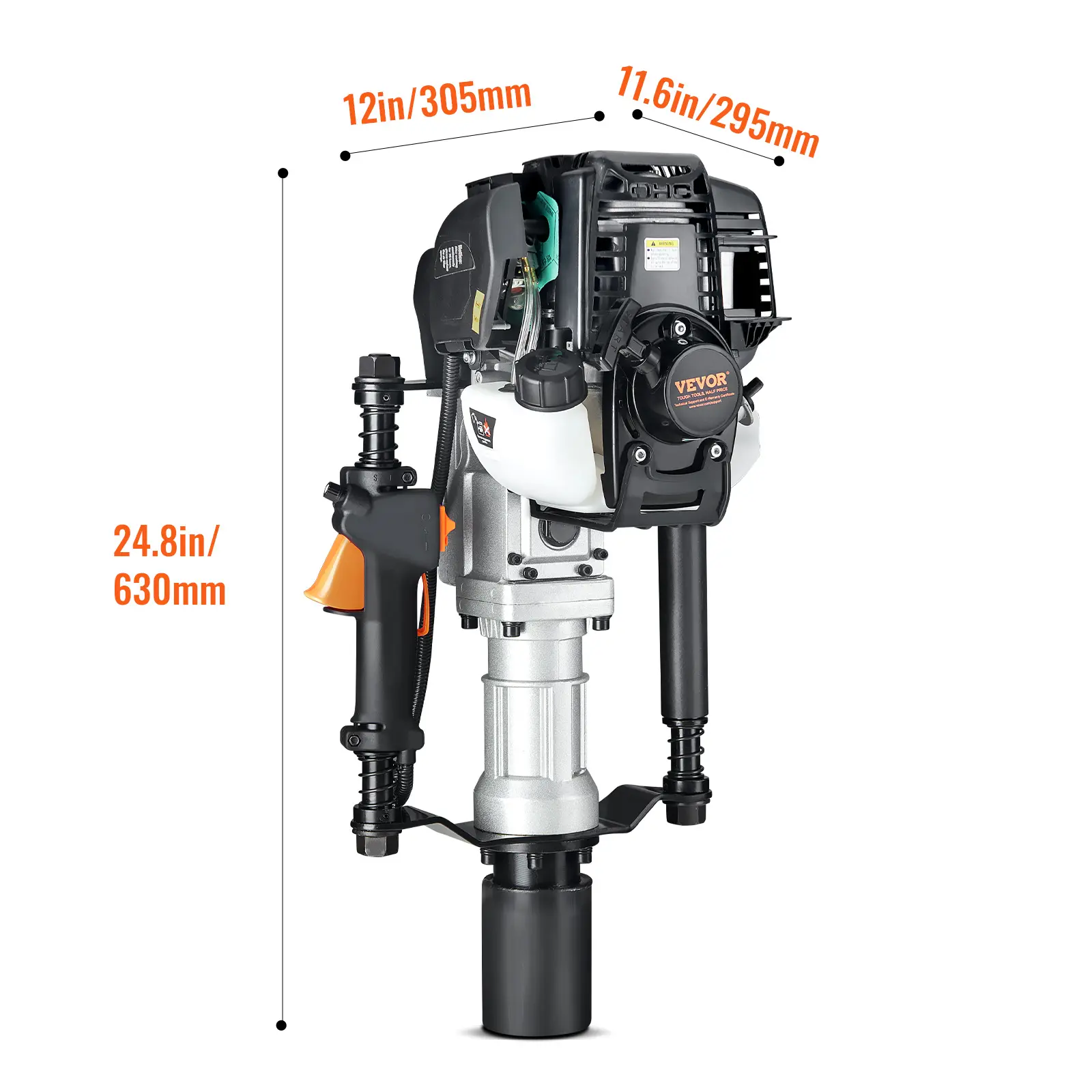 52cc Gas-Powered T Post Driver,2-Stroke Engine Gasoline Fence Piling Pounder, 1300W Portable Piledriver with 3 Post Driving Head(49/69/100 mm) , For Farm, Ranch Fencing, Road Improvements