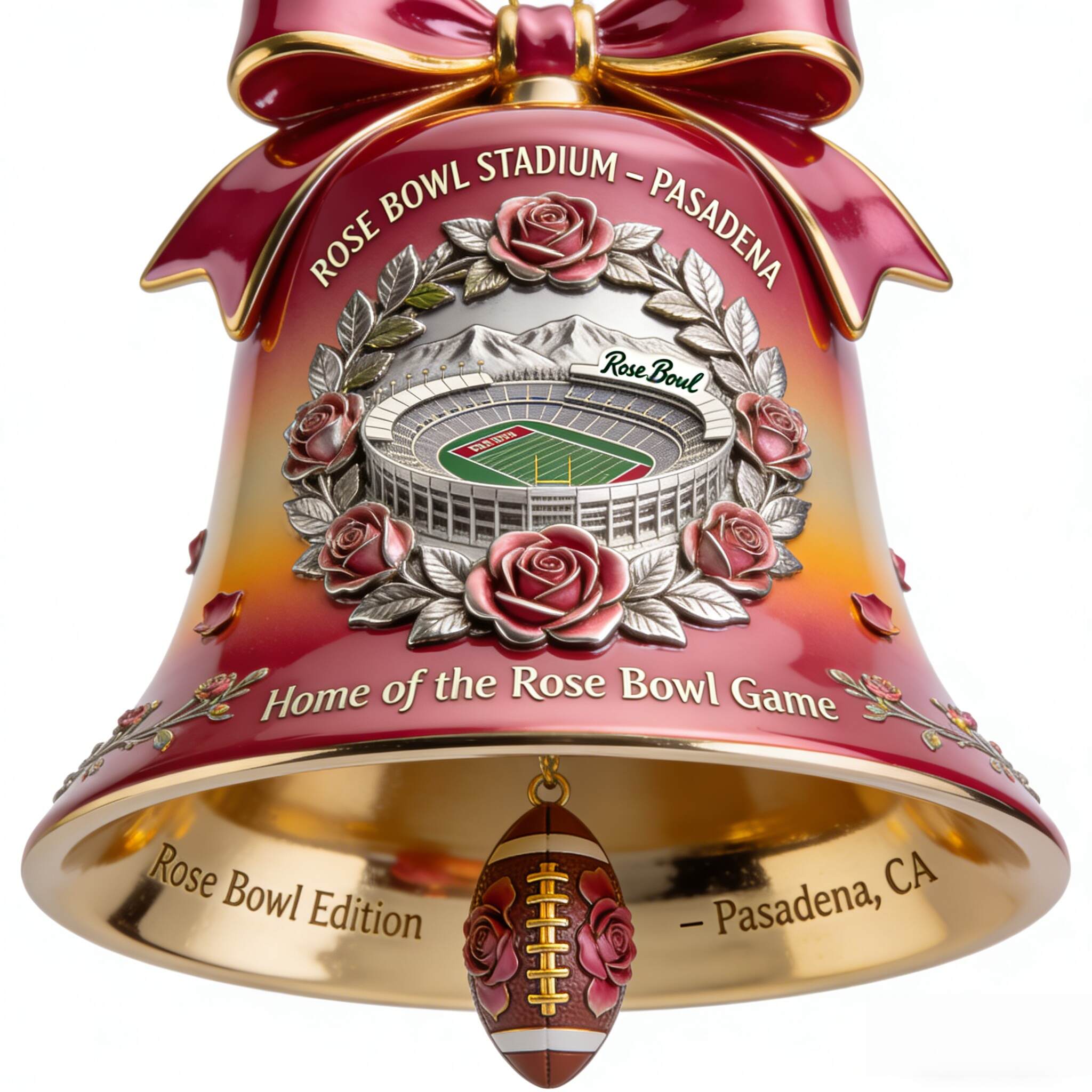 Pasadena Rose Bowl Game Commemorative Bell Ornament