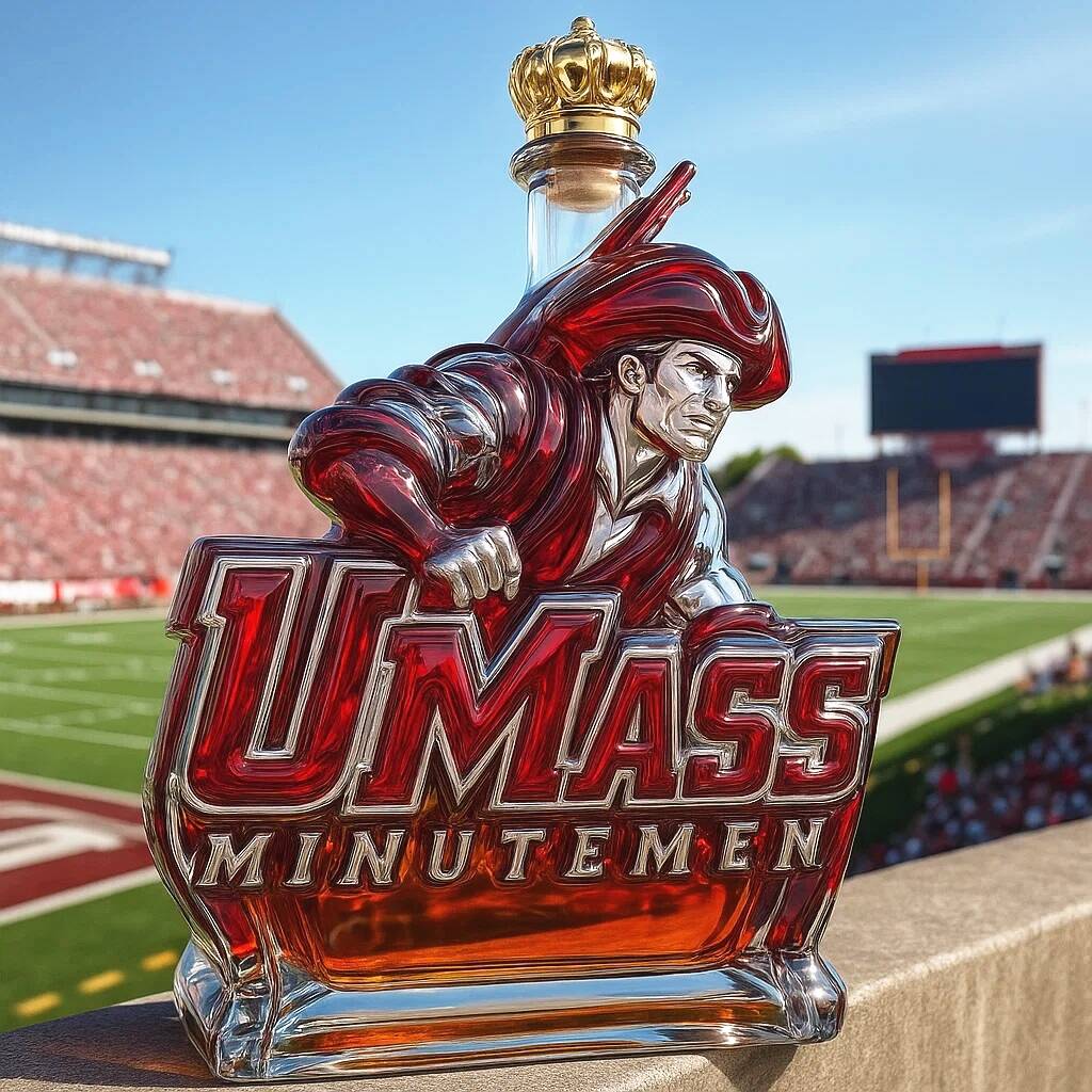 University of Massachusetts Minutemen Whiskey Bottle