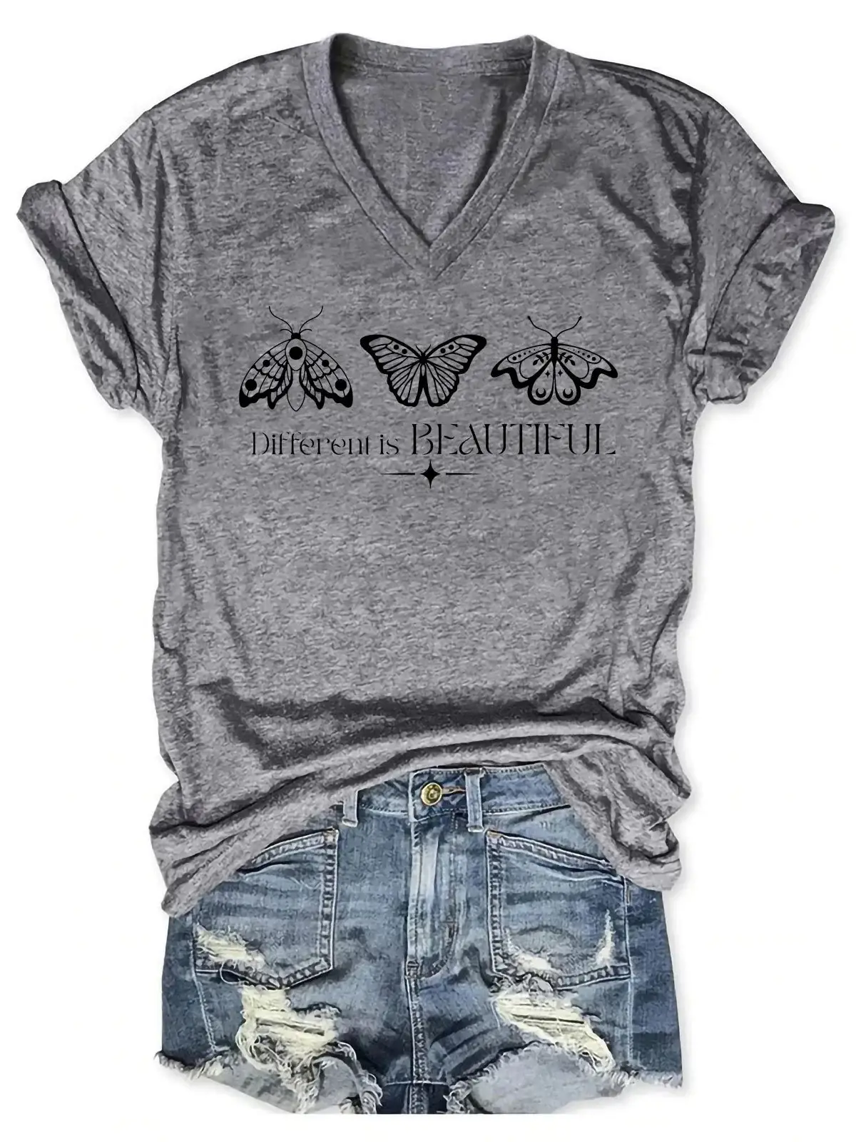 Women's Beautiful Butterfly Print Casual  T-shirt