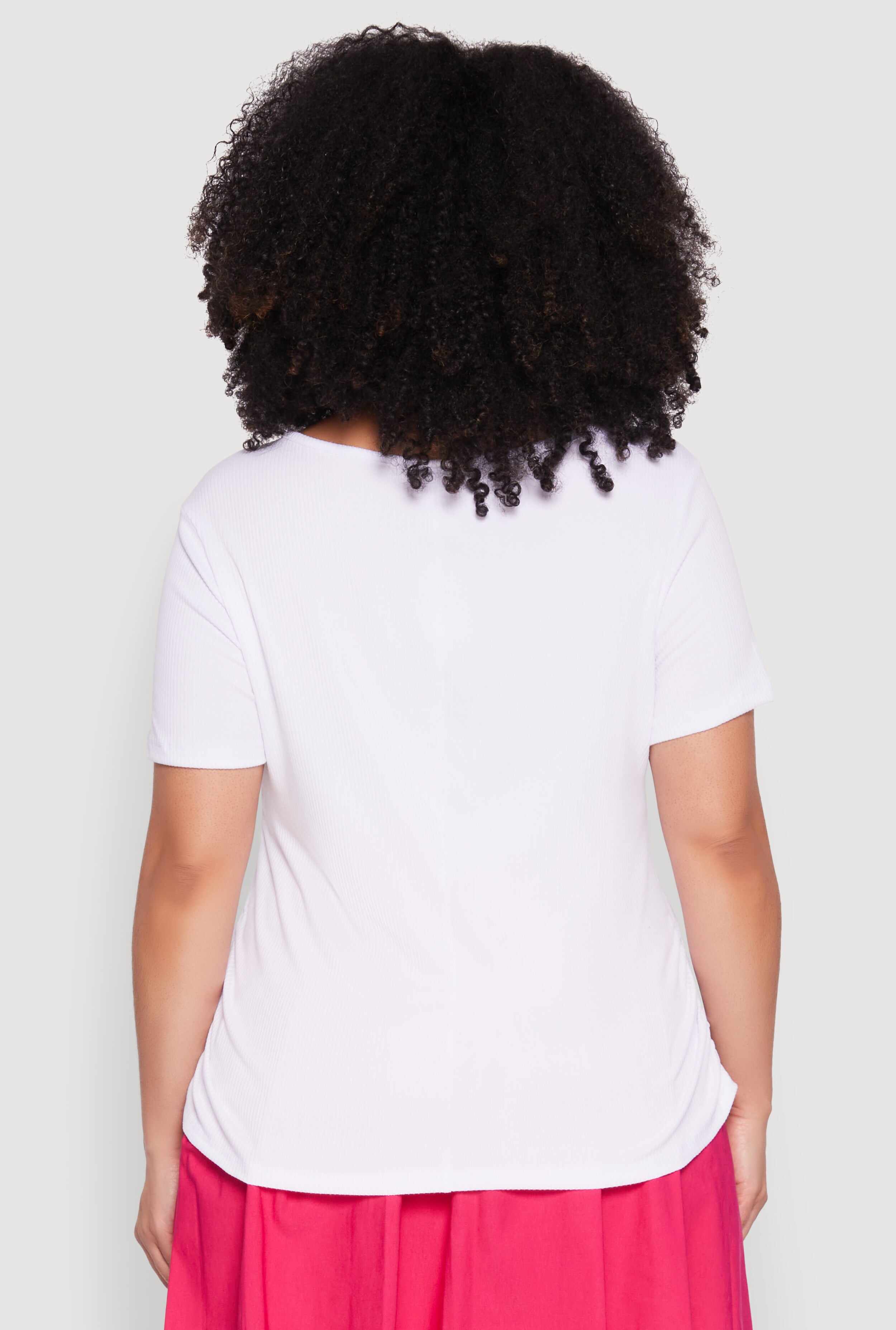 Plus Size Rib Knit Lets Go Girls Graphic Tee