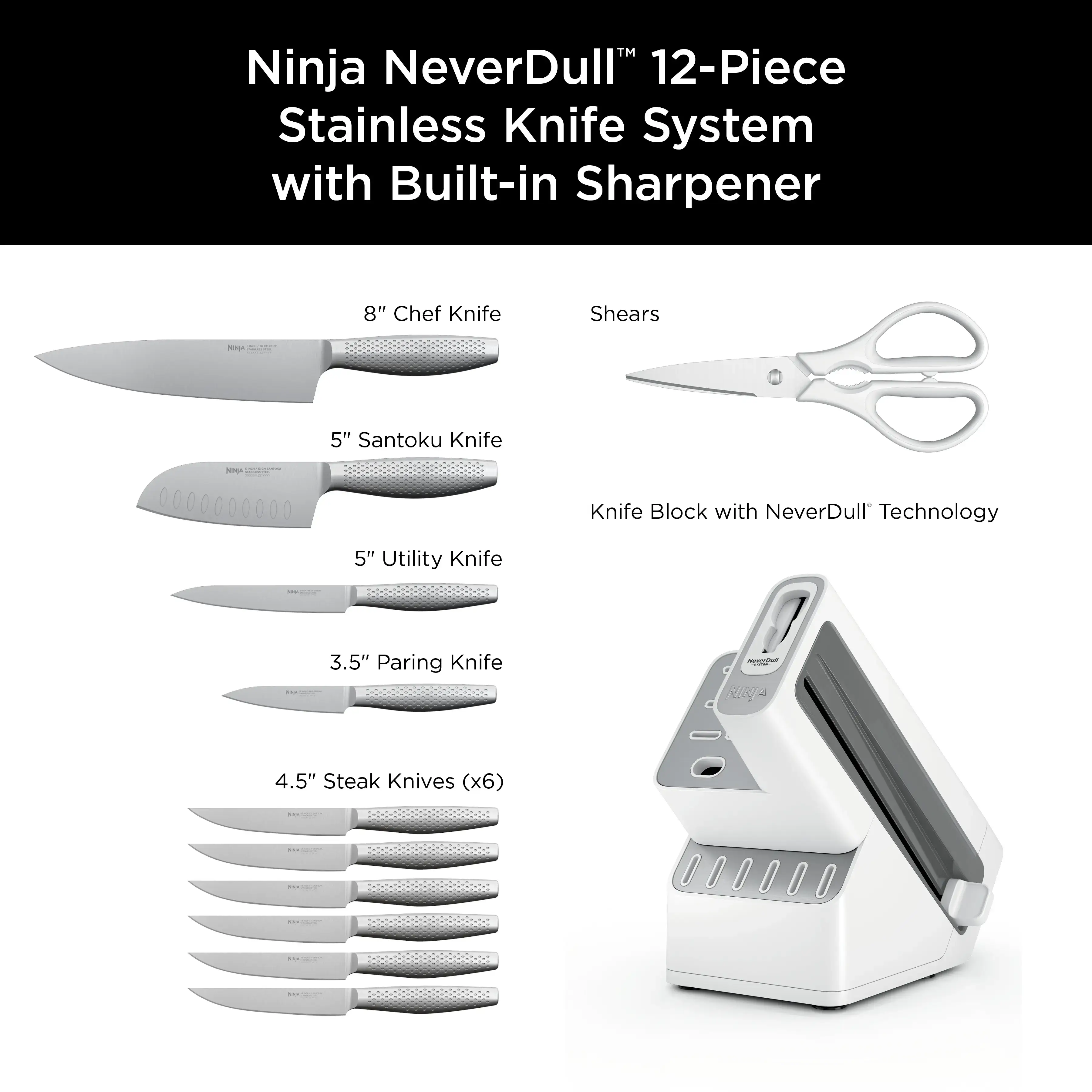 Ninja NeverDull Essential Knife System 12 Piece Set K22012WH