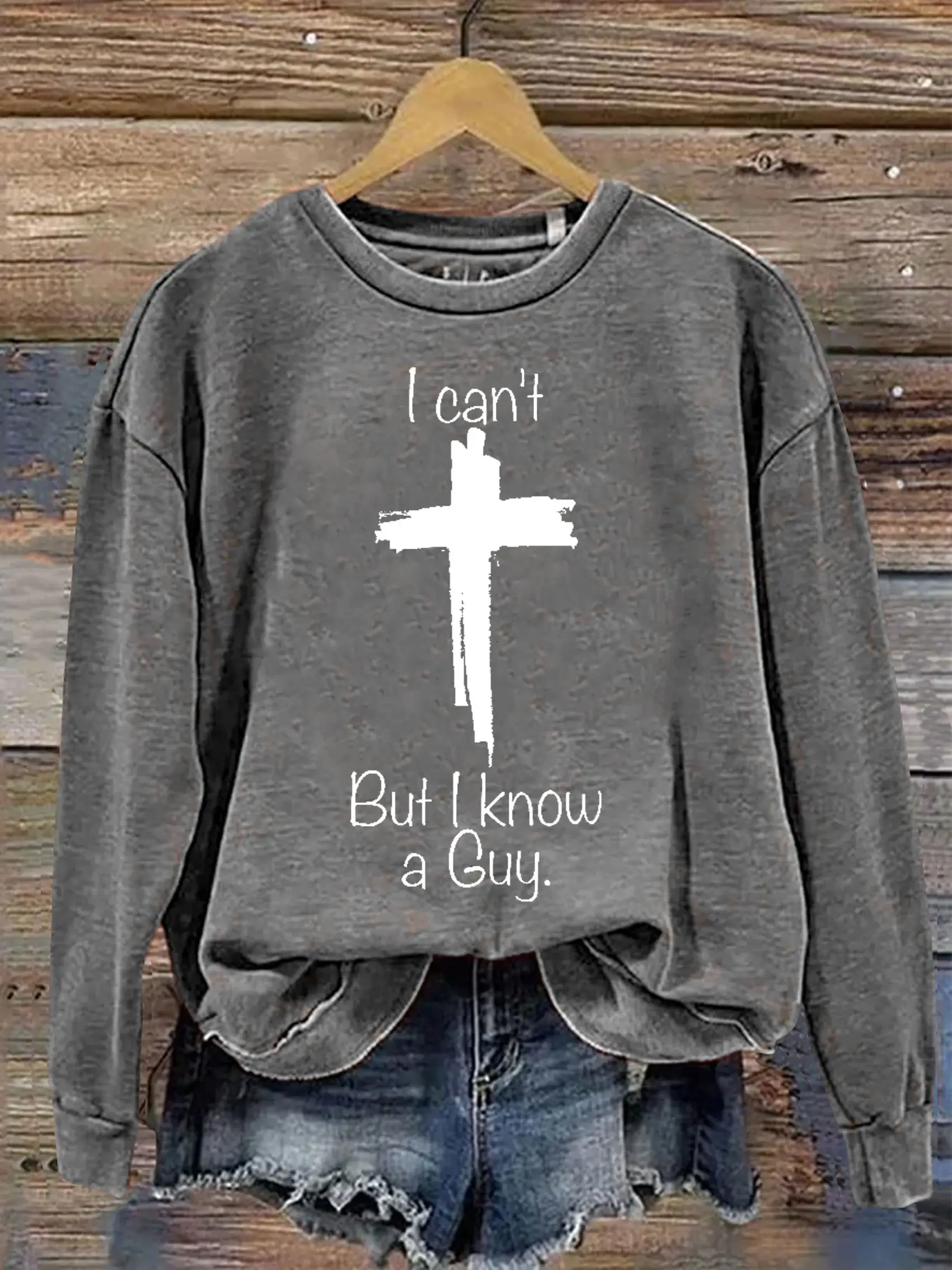 Unisex Women's Men's I Can't But I Know A Guy Verse Religious Faith Outfit Church Christian Print Casual Hoodie