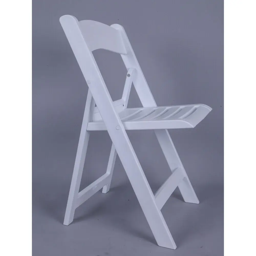Nexus Resin Folding Chair with Slatted Seat- White