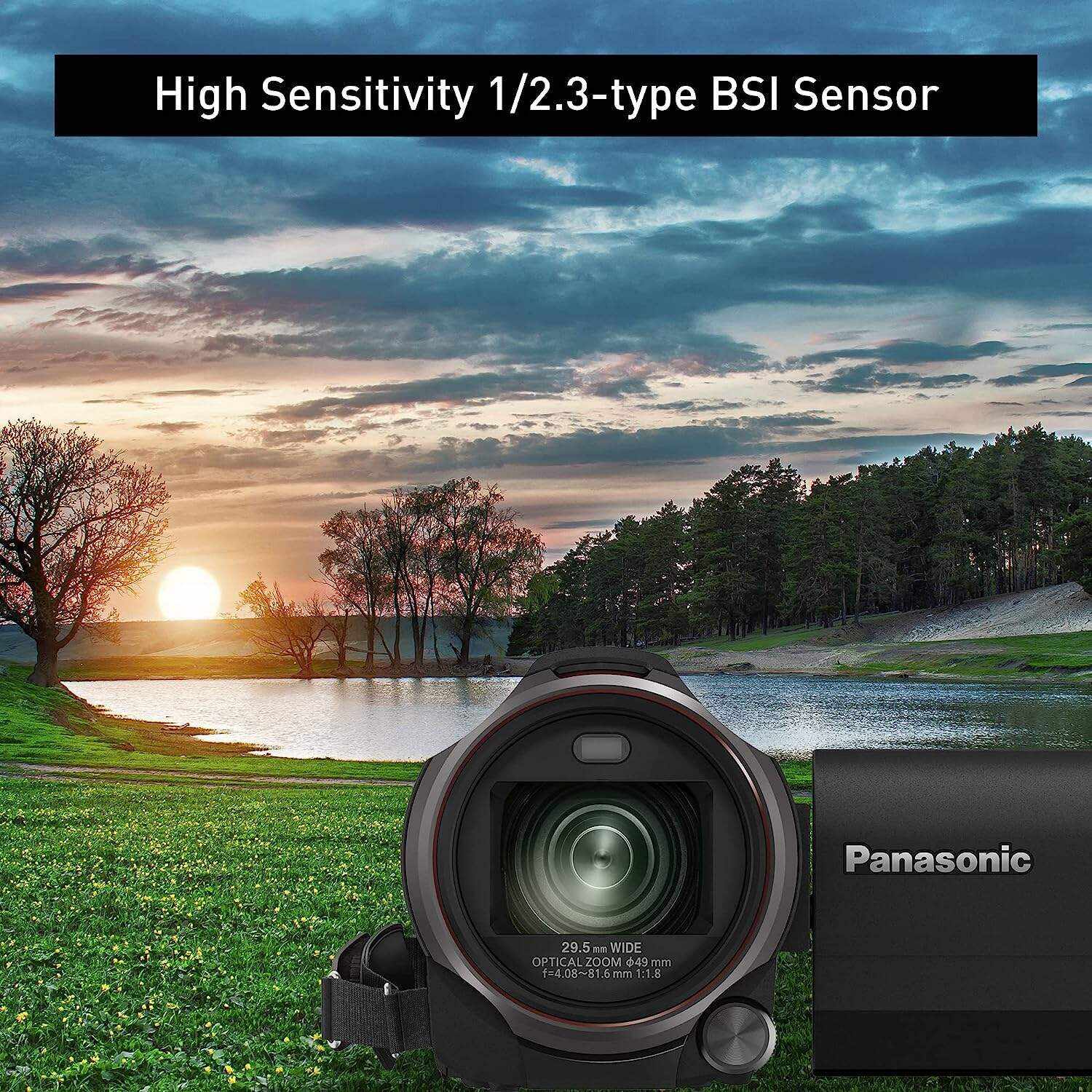 Panasonic Full HD Video Camera Camcorder HC-V180K, 50X Optical Zoom, 1/5.8-Inch BSI Sensor, Touch Enabled 2.7-Inch LCD Display (Black)