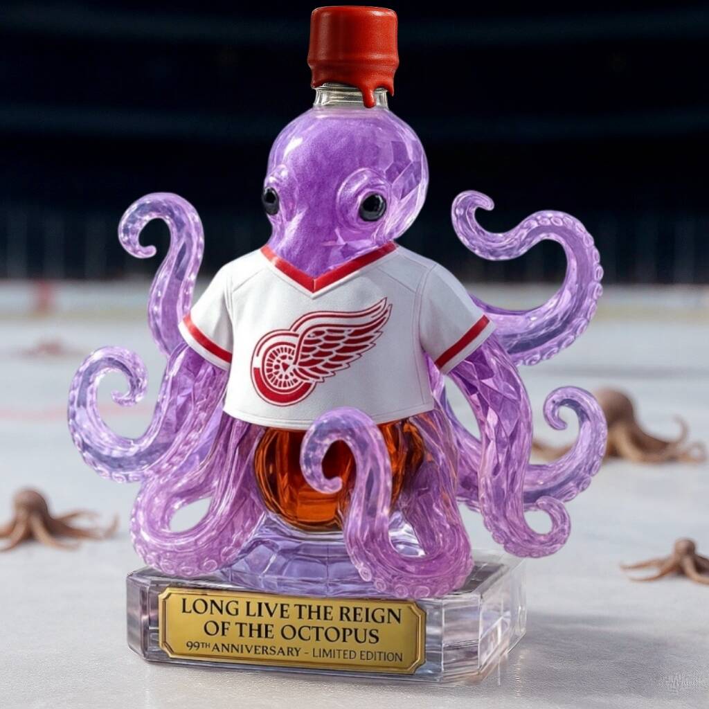 Detroit Red Wings - Reign of the Octopus Whiskey Bottle