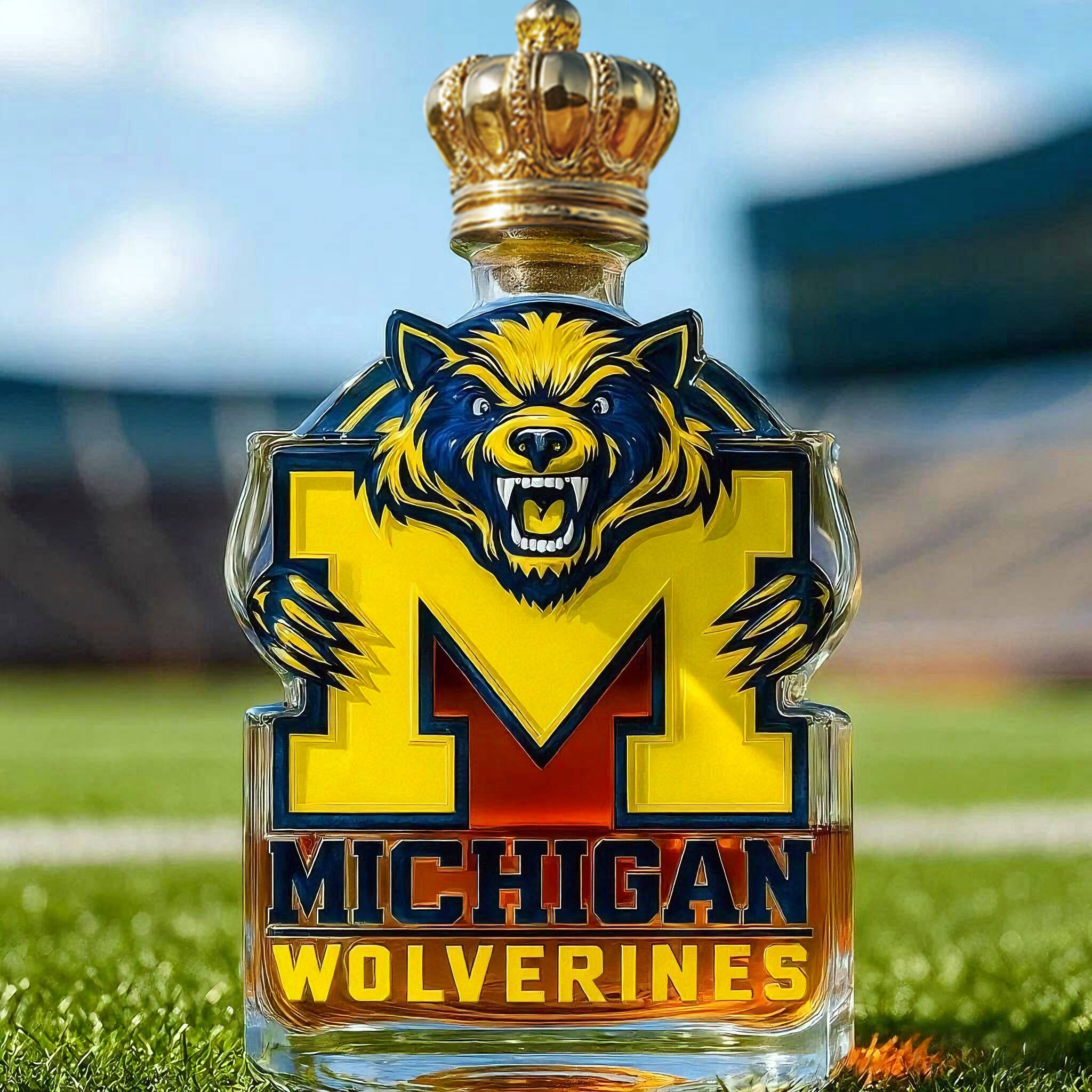 Michigan Wolverines football whiskey bottle