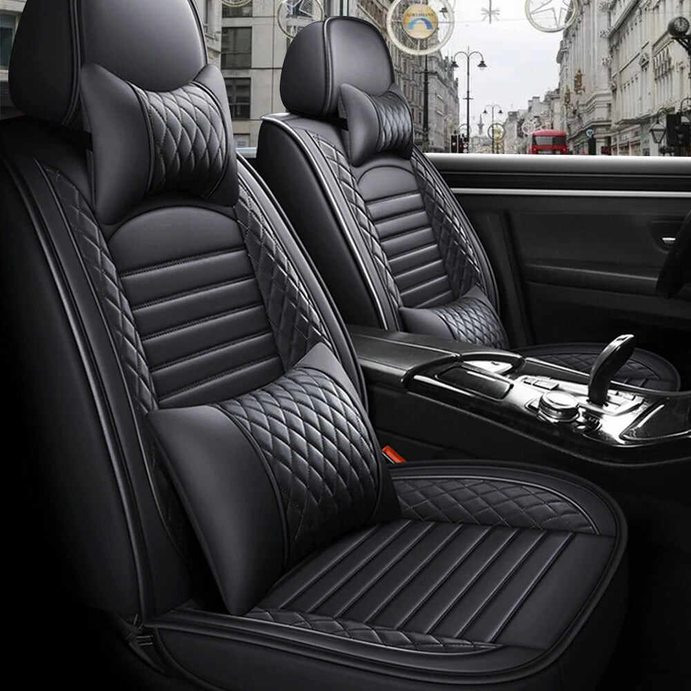 5-Seat Complete PU Leather Car Seat Cover Set - Full Interior Protection Kit