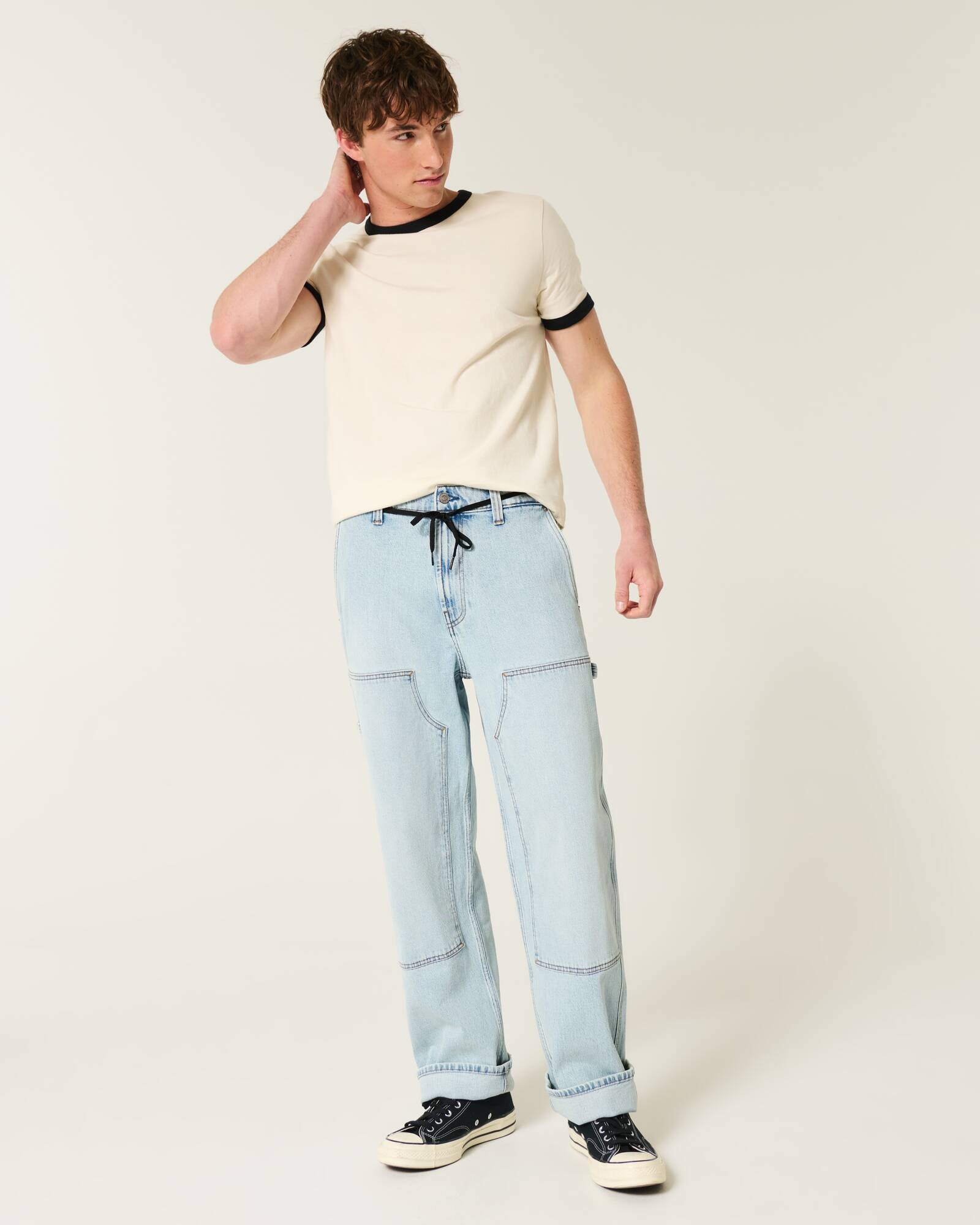 Railroad Stripe Baggy Painter Jeans