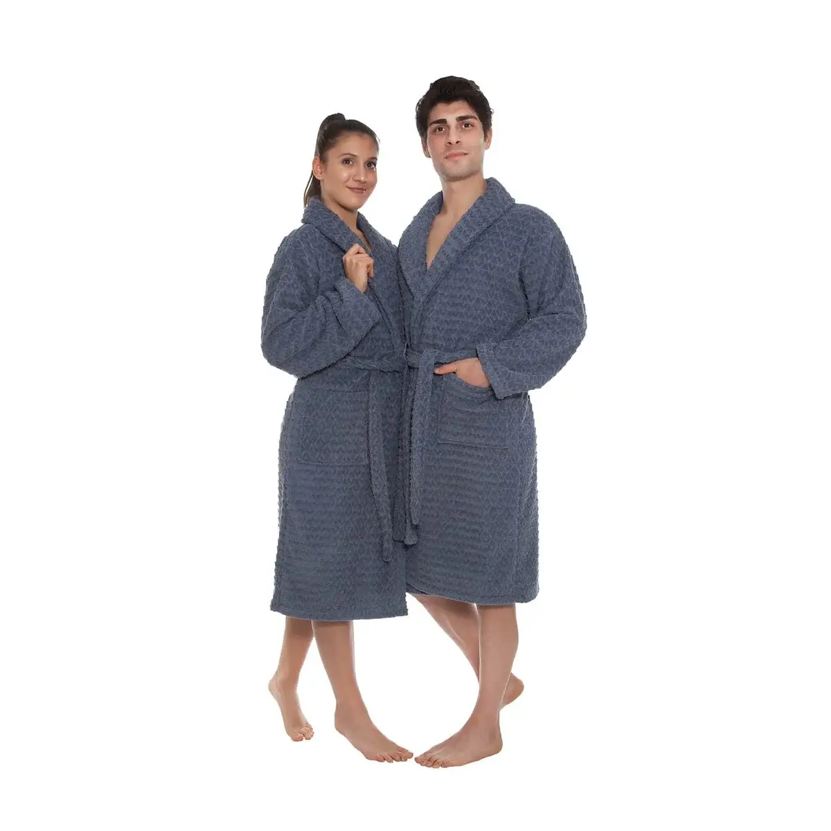 Ozan Premium Home Azure Bathrobes Collection 100% Turkish Cotton Unisex Terry Cloth Bathrobe