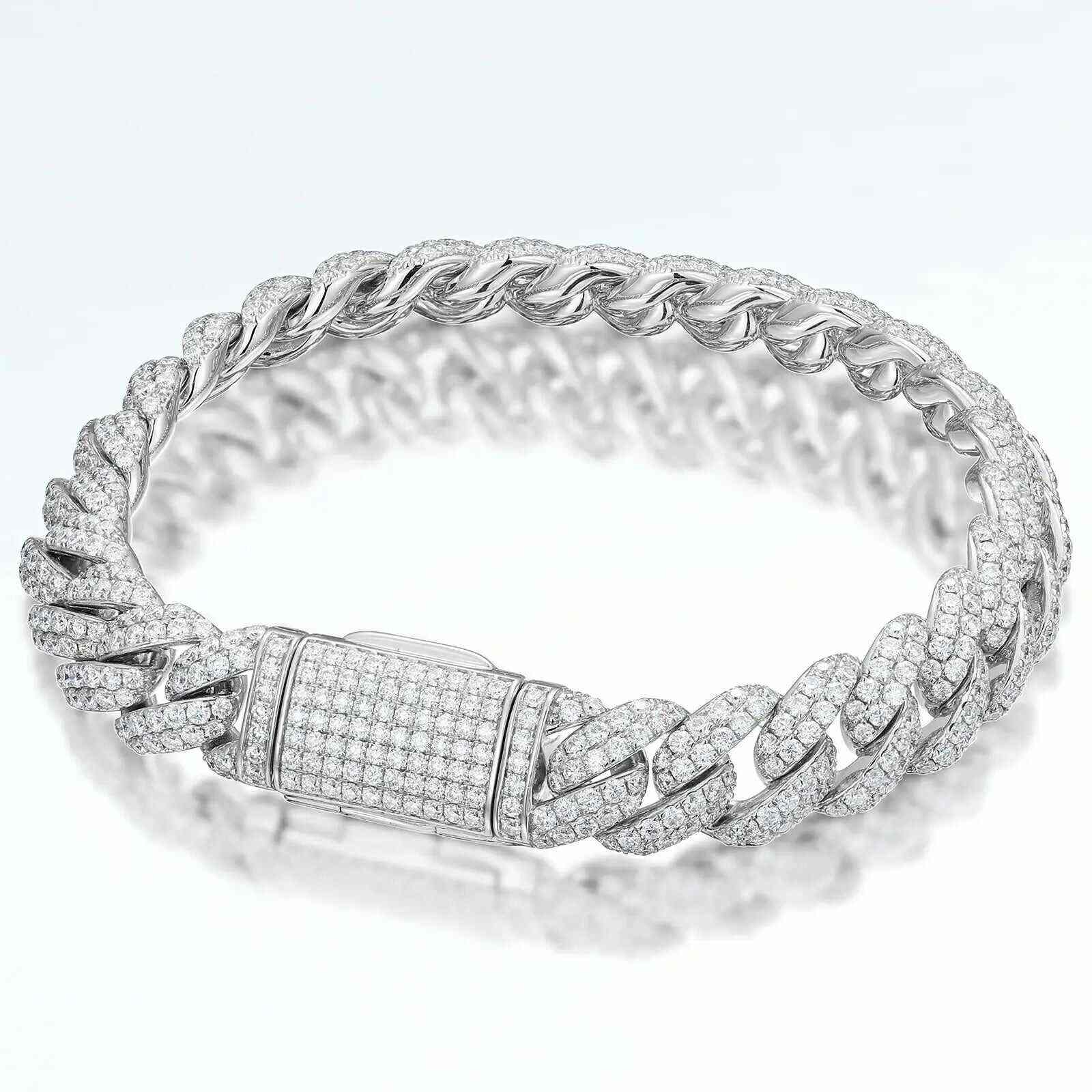 Test10mm S925 2 Row Moissanite Bubble Cuban Link Bracelet