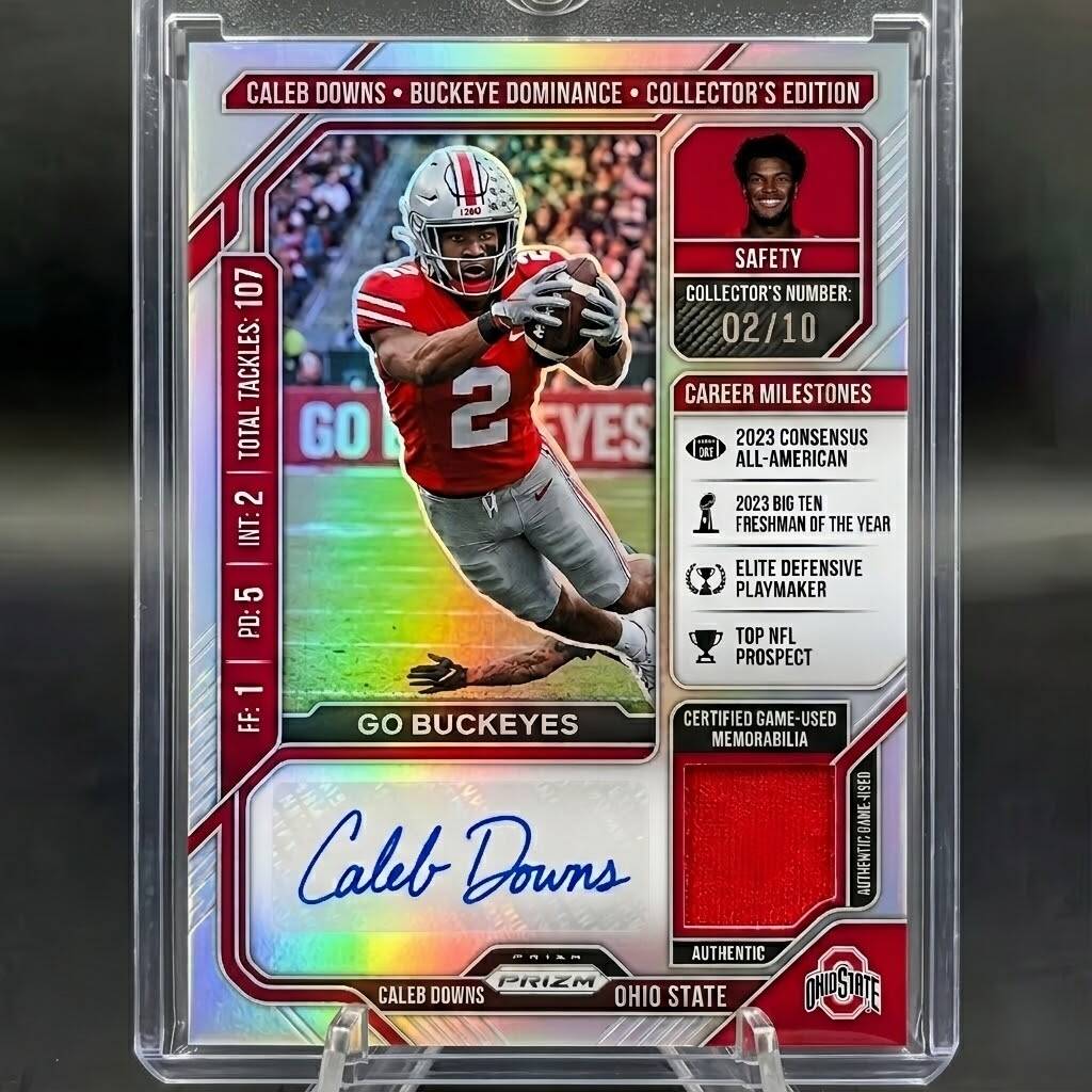 Caleb Downs Rookie Auto Patch Prizm Card