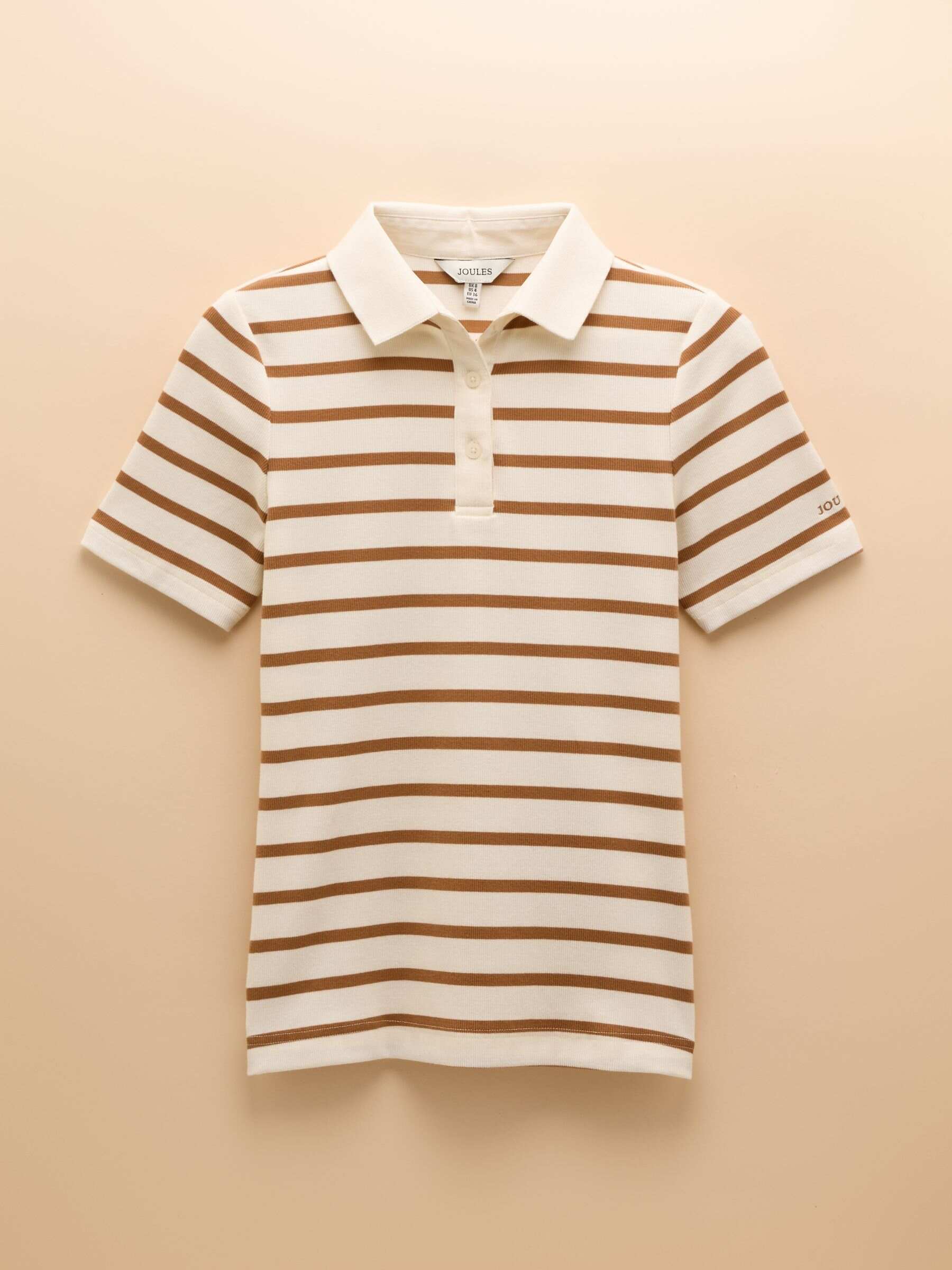 Fairfield Tan Short Sleeve Ribbed Polo Shirt