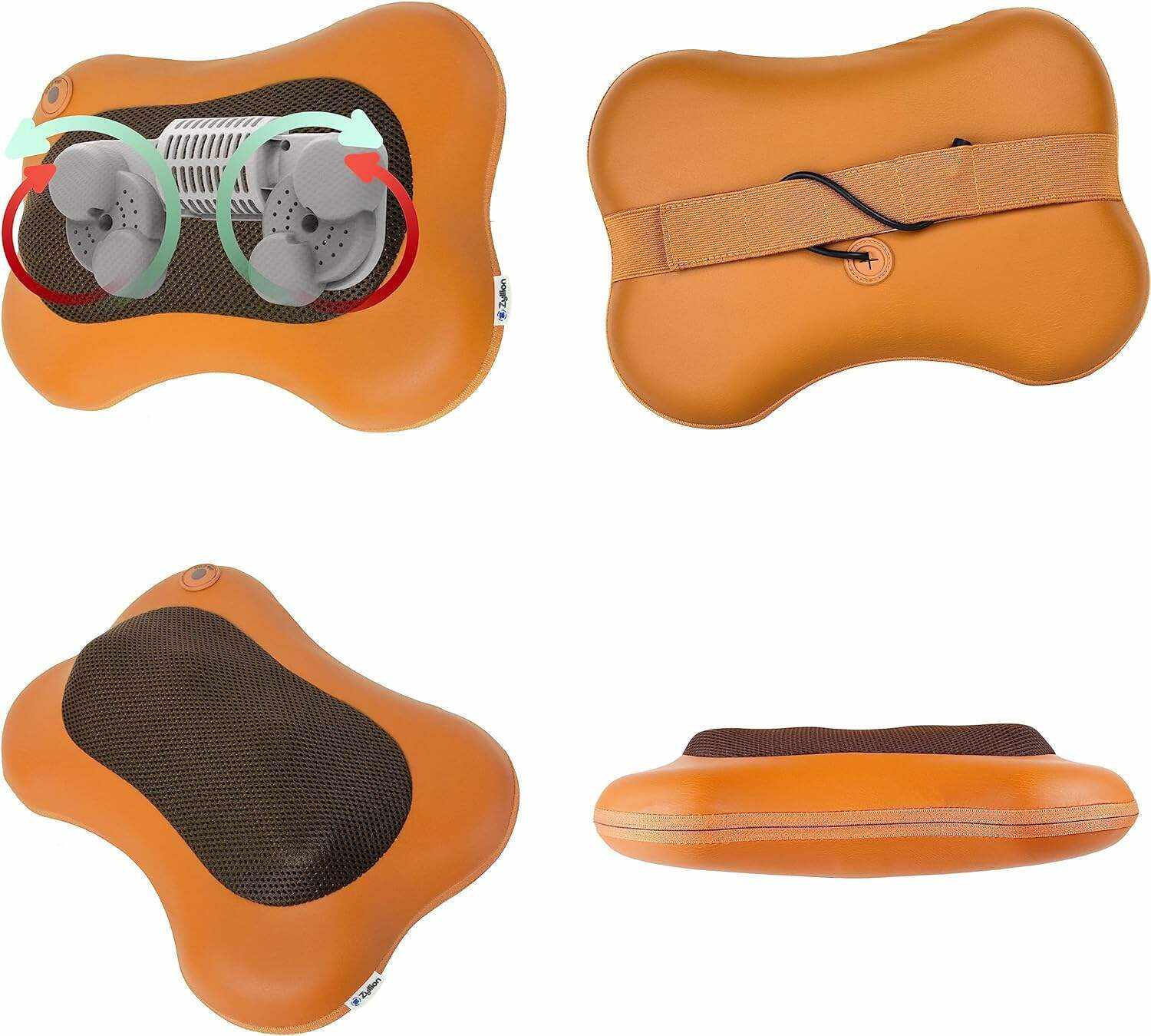 Zyllion Back and Neck Massager with Heat - 3D Deep Tissue Shiatsu Massage Pillow for Chair, Car and Muscle Pain on Whole Body: Shoulders, Calf, Foot, Legs, Arms (NOT Cordless) - Black (ZMA-13-BK)