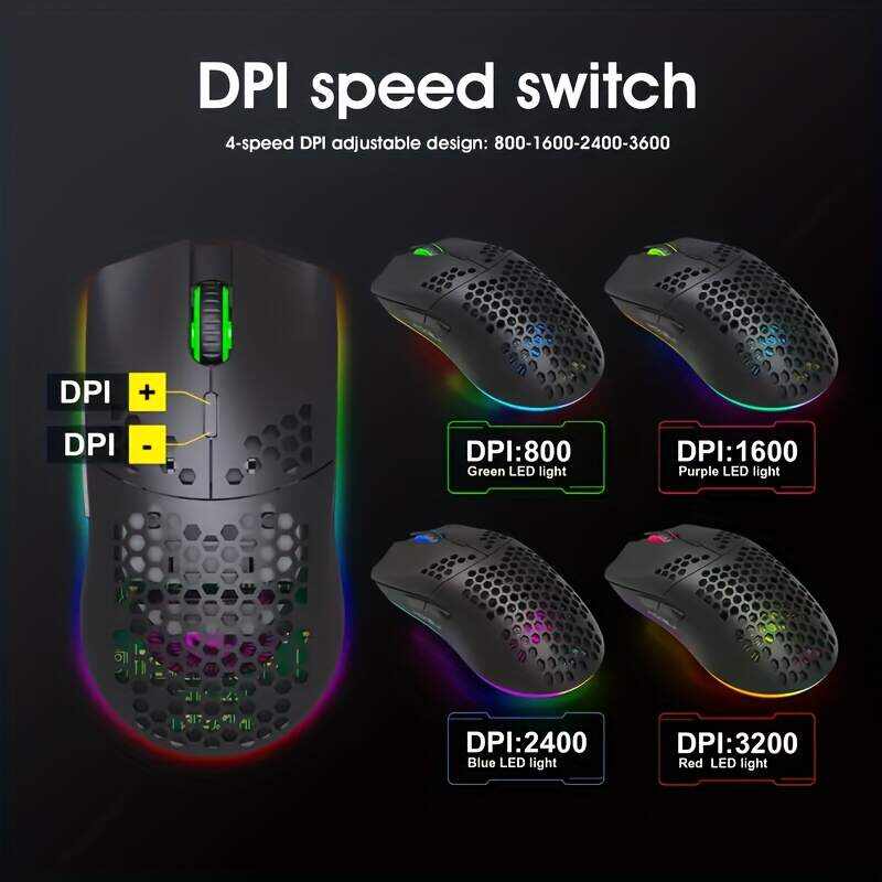 RGB Wireless Gaming Mouse,Ultra-Lightweight Honeycomb Shell Mice With 2.4G Wireless Rechargeable,RGB Spectrum Backlit,7 Buttons,3200DPI,Ergonomic Long Battery Life For PC,PS4 Gamers