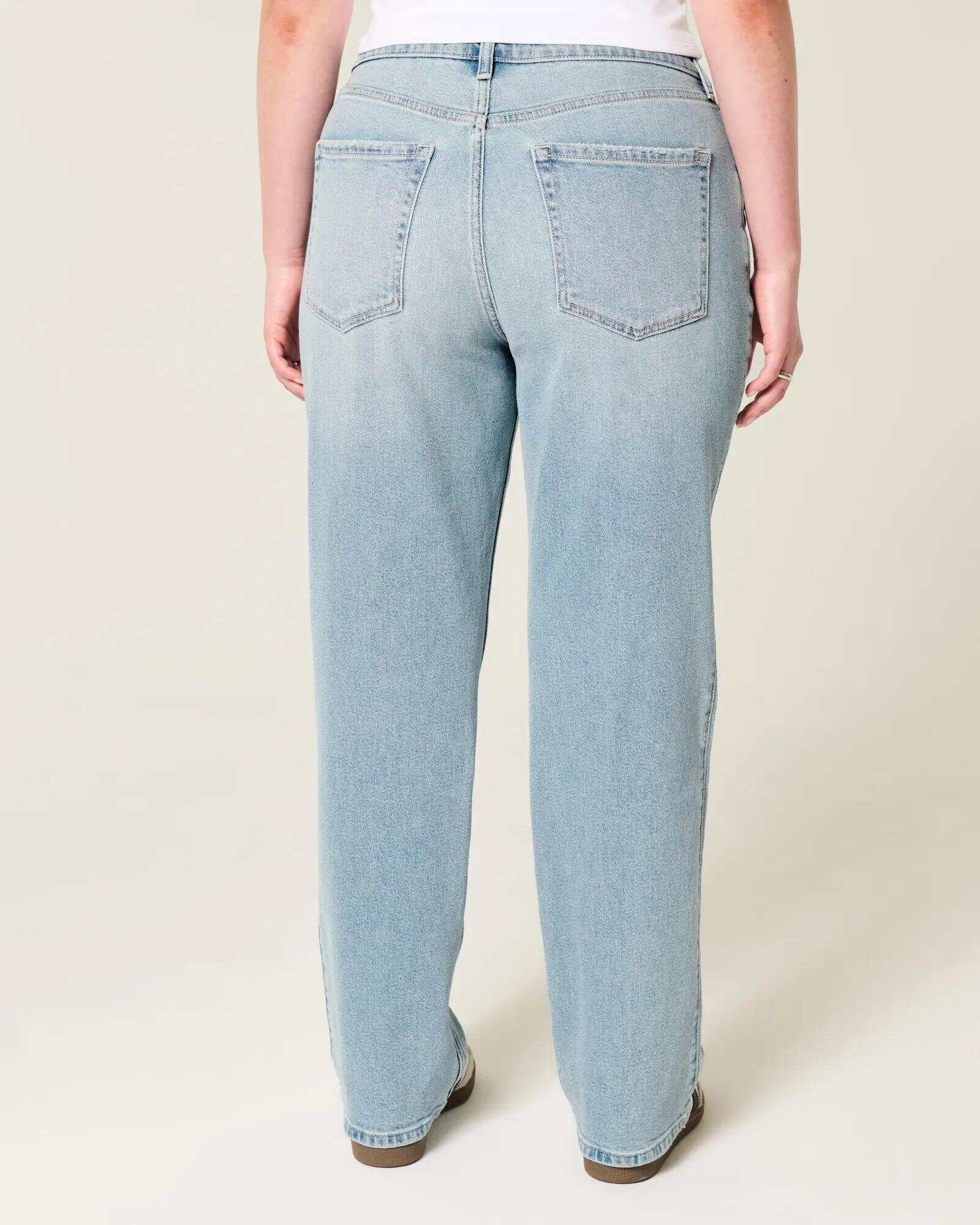High-Rise Washed Black Straight Jeans