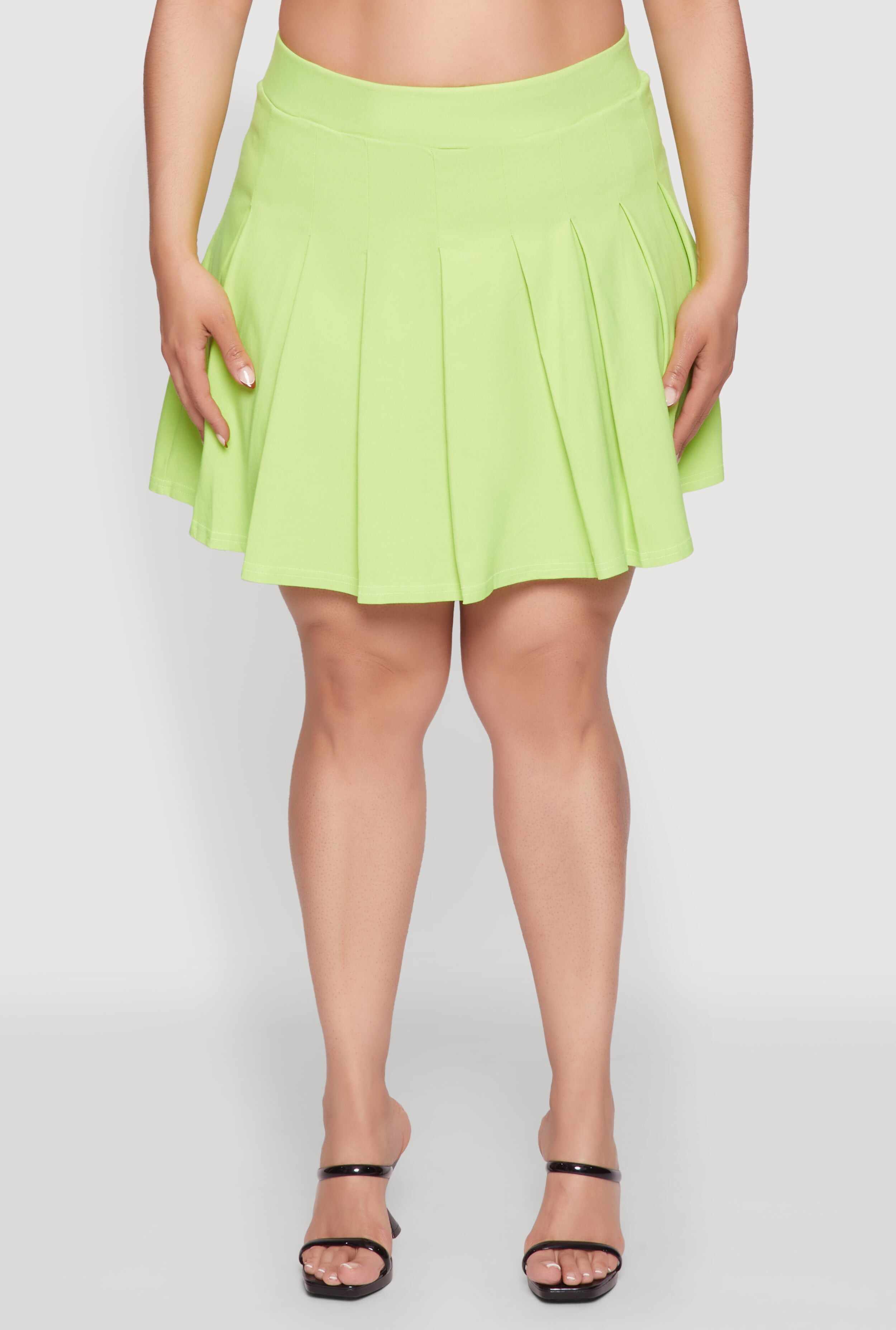 Plus Size Chic High Waisted Mini Pleated Skirt