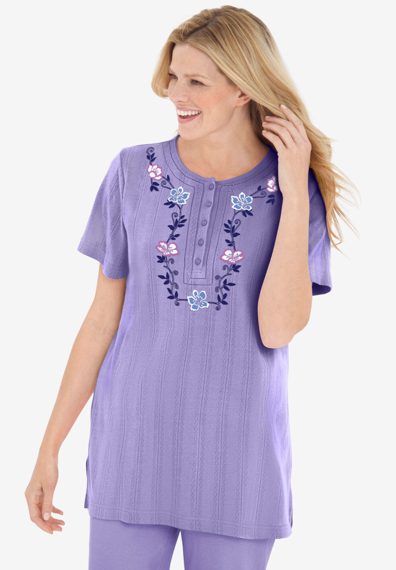 7-Day Embroidered Pointelle Tunic