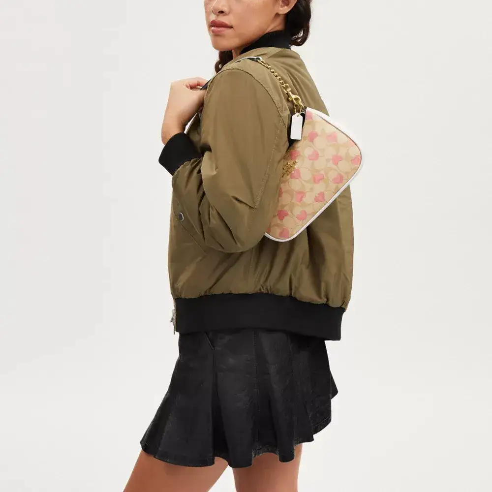 Teri Shoulder Bag In Signature Canvas With Heart Print
