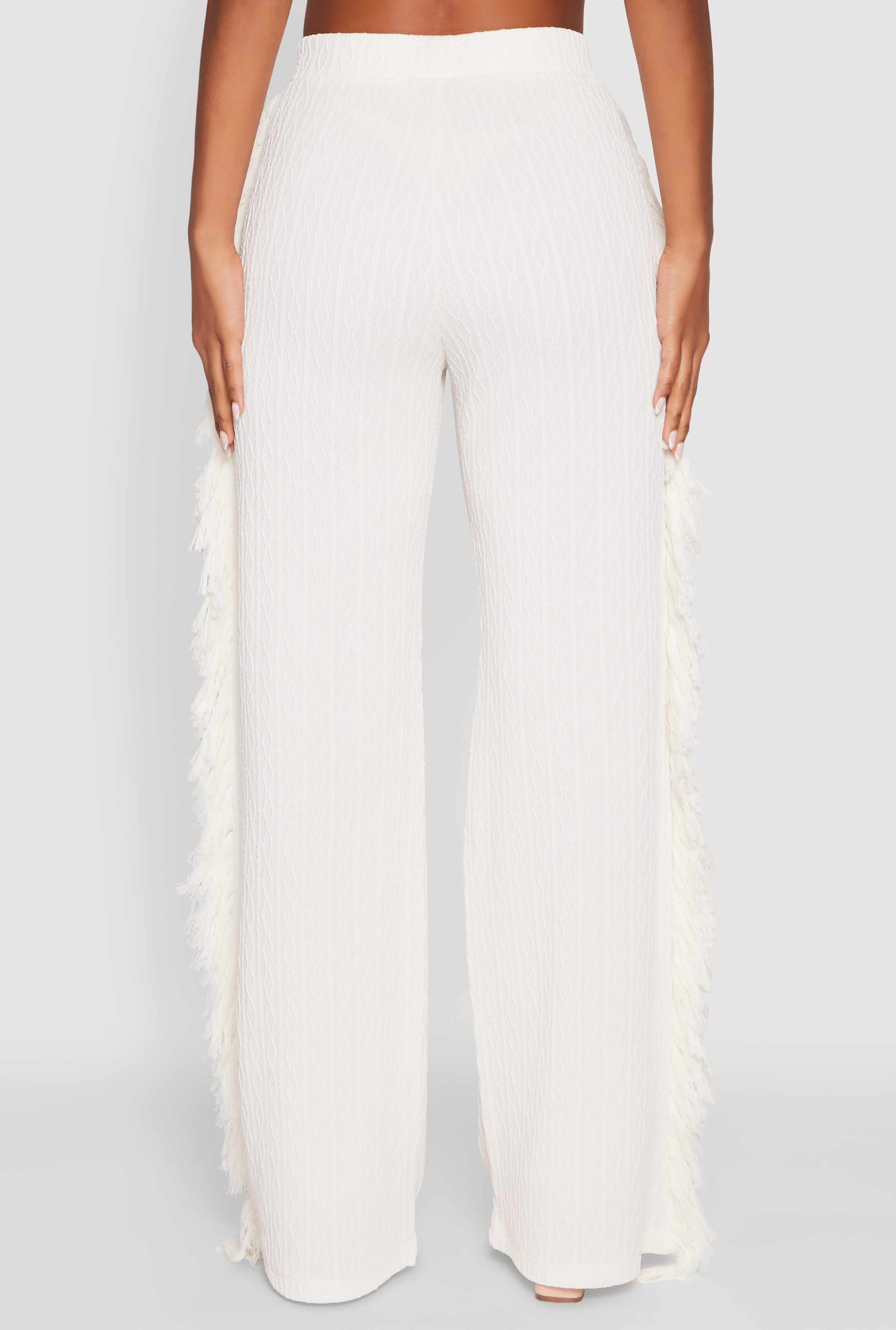 Pull On Fringe Side Straight Leg Pants