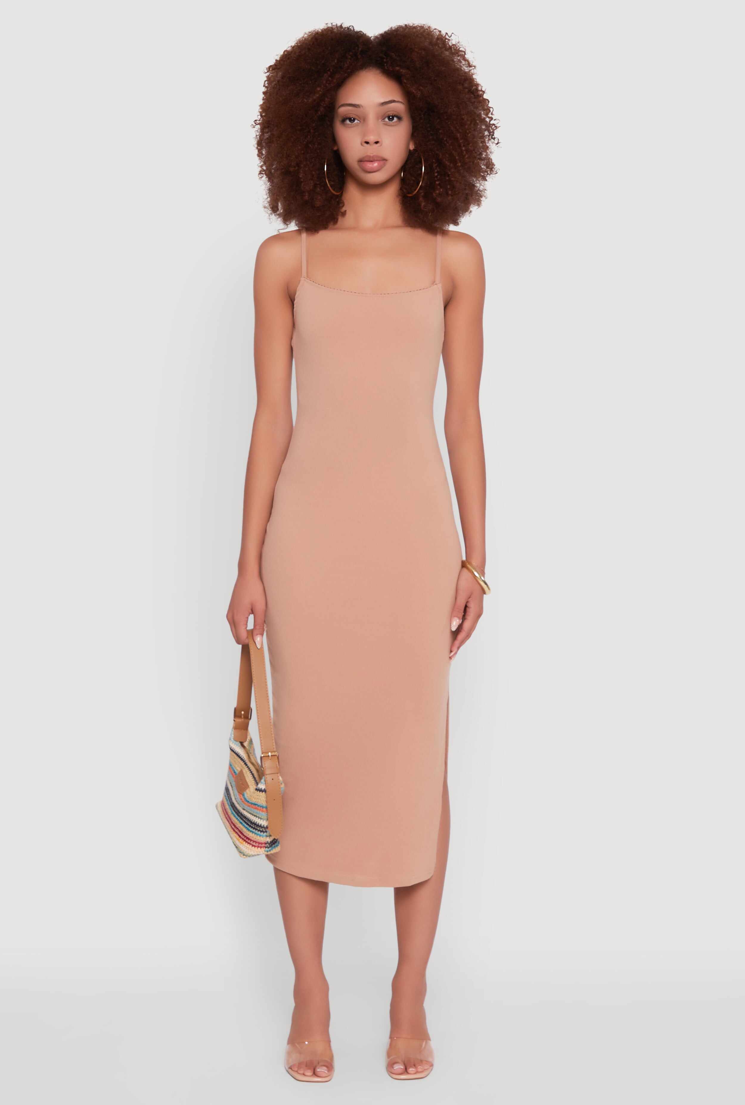 Trendy Scoop Neck Solid Cami Dress