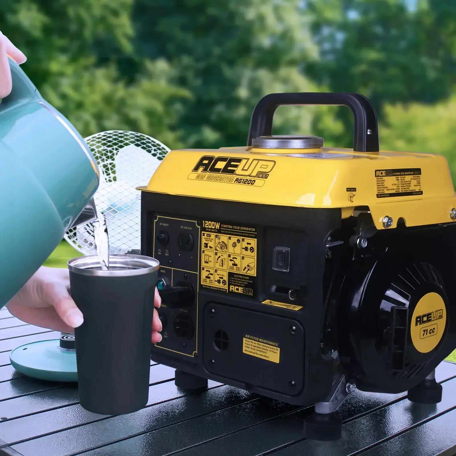 1200W 2-Stroke Portable Gas Generator | Small Generator Camping Ultralight, EPA & CARB Compliant-AG1200