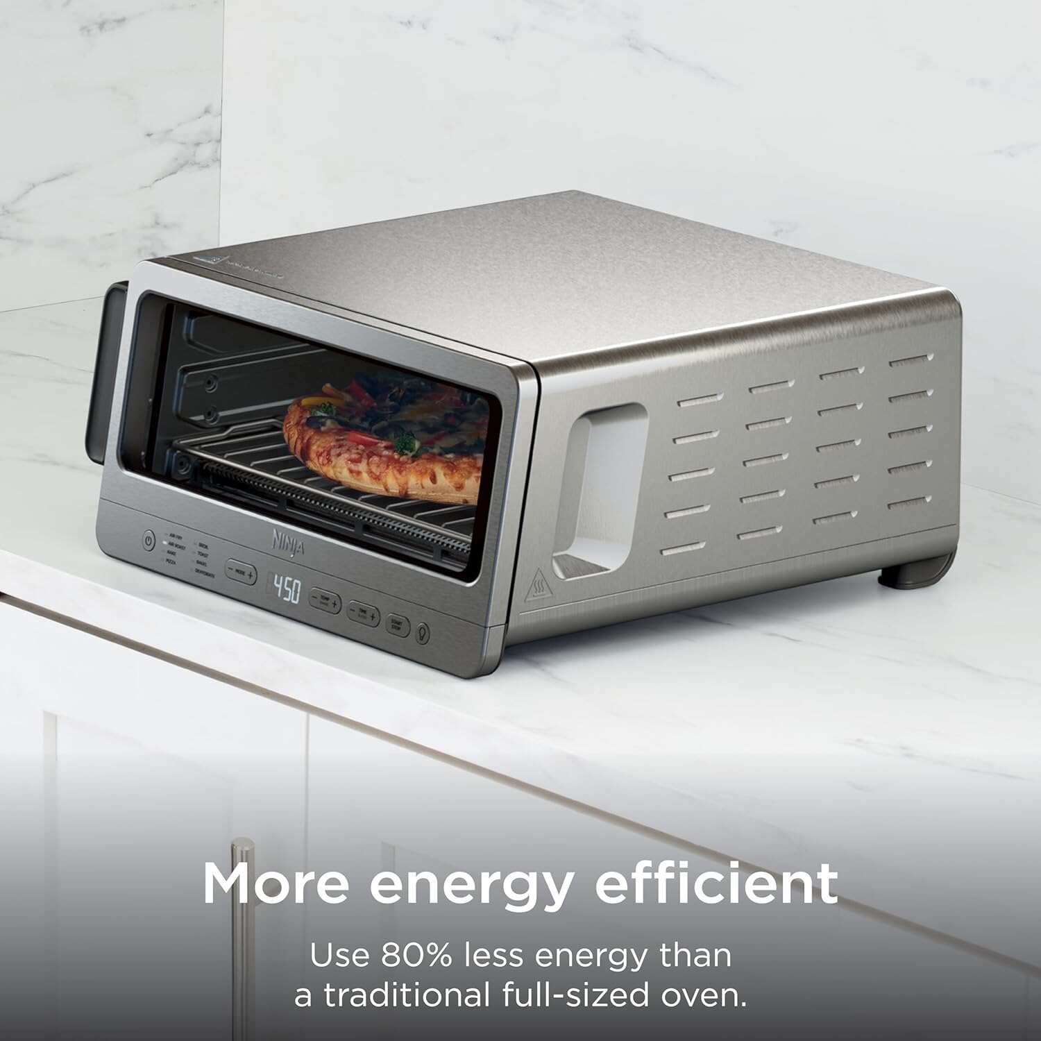 Air Fryer Toaster Oven Combo | 8-in-1 Functionality | Flip Up & Away for Storage Space | Air Fry Basket, Sheet Pan, Wire Rack & Removable Crumb Tray |1800 Watt | Stainless Steel | SP151