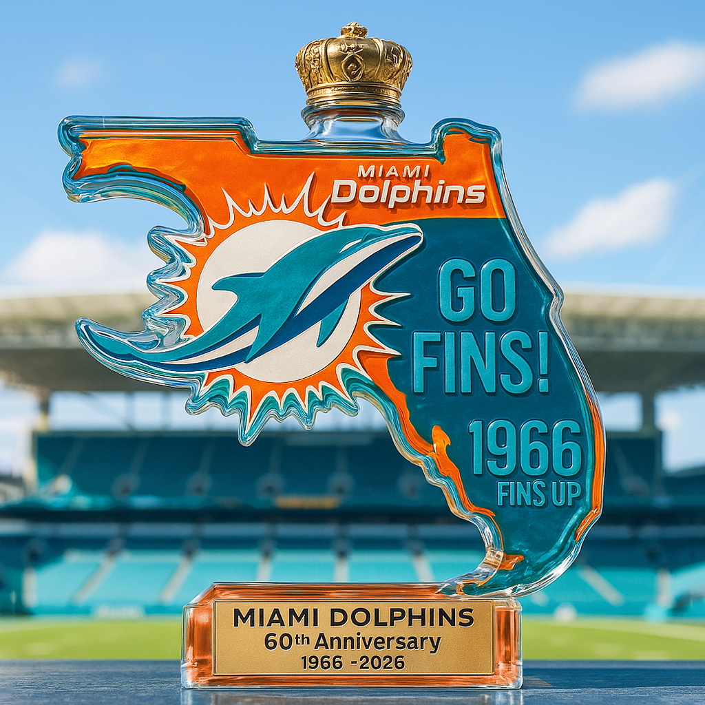Miami Dolphins State Map Whiskey Bottle